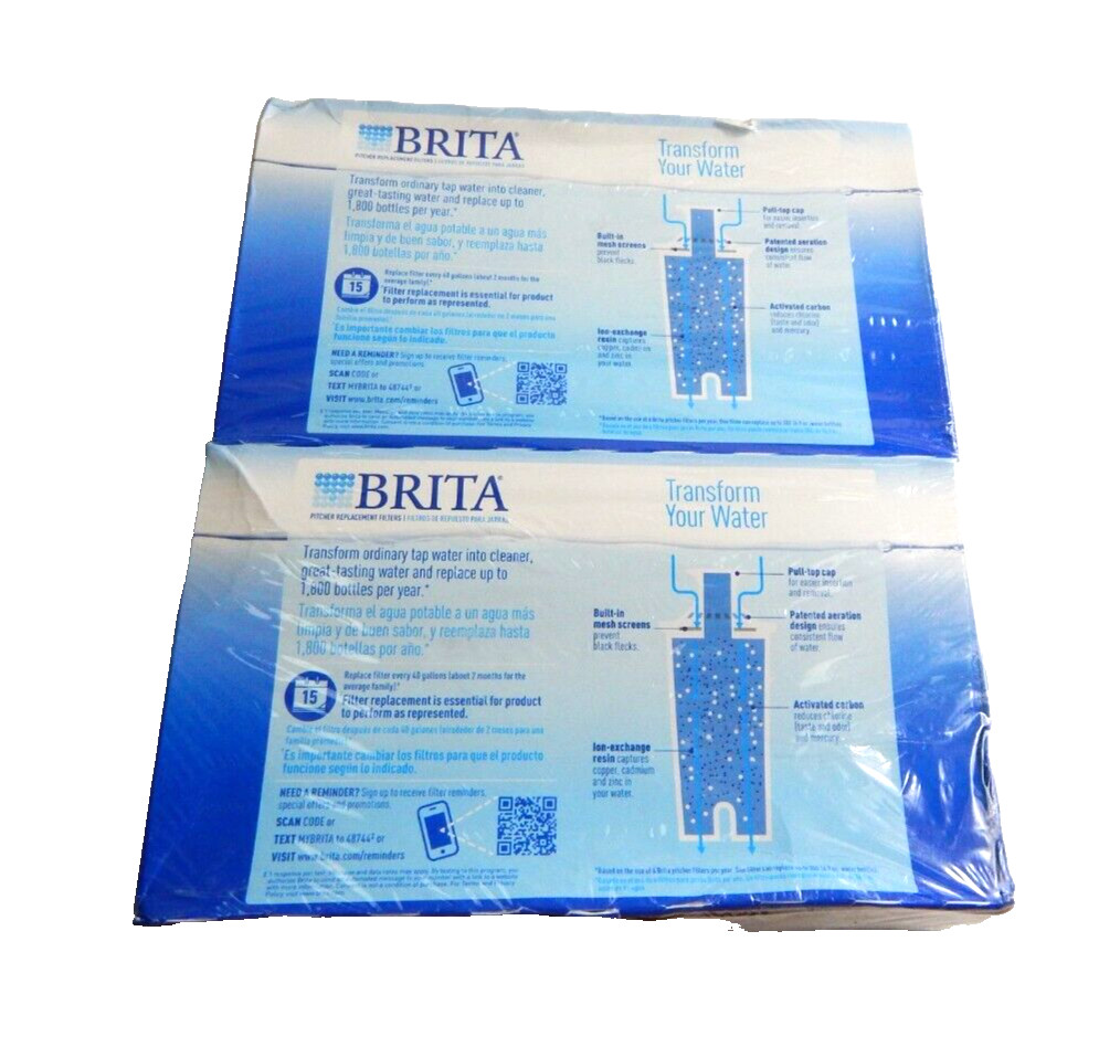 Brita Box of 8 Pitcher Replacement Water Filters Carbon Ion NEW in Box