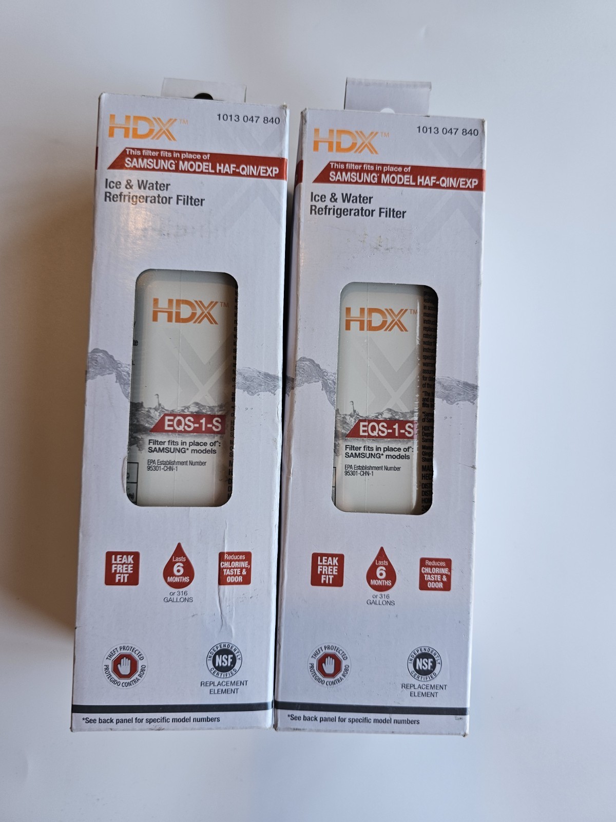 2-Pack HDX EQS-1-S Standard Refrigerator Water Filters For Samsung HAF-QIN – New