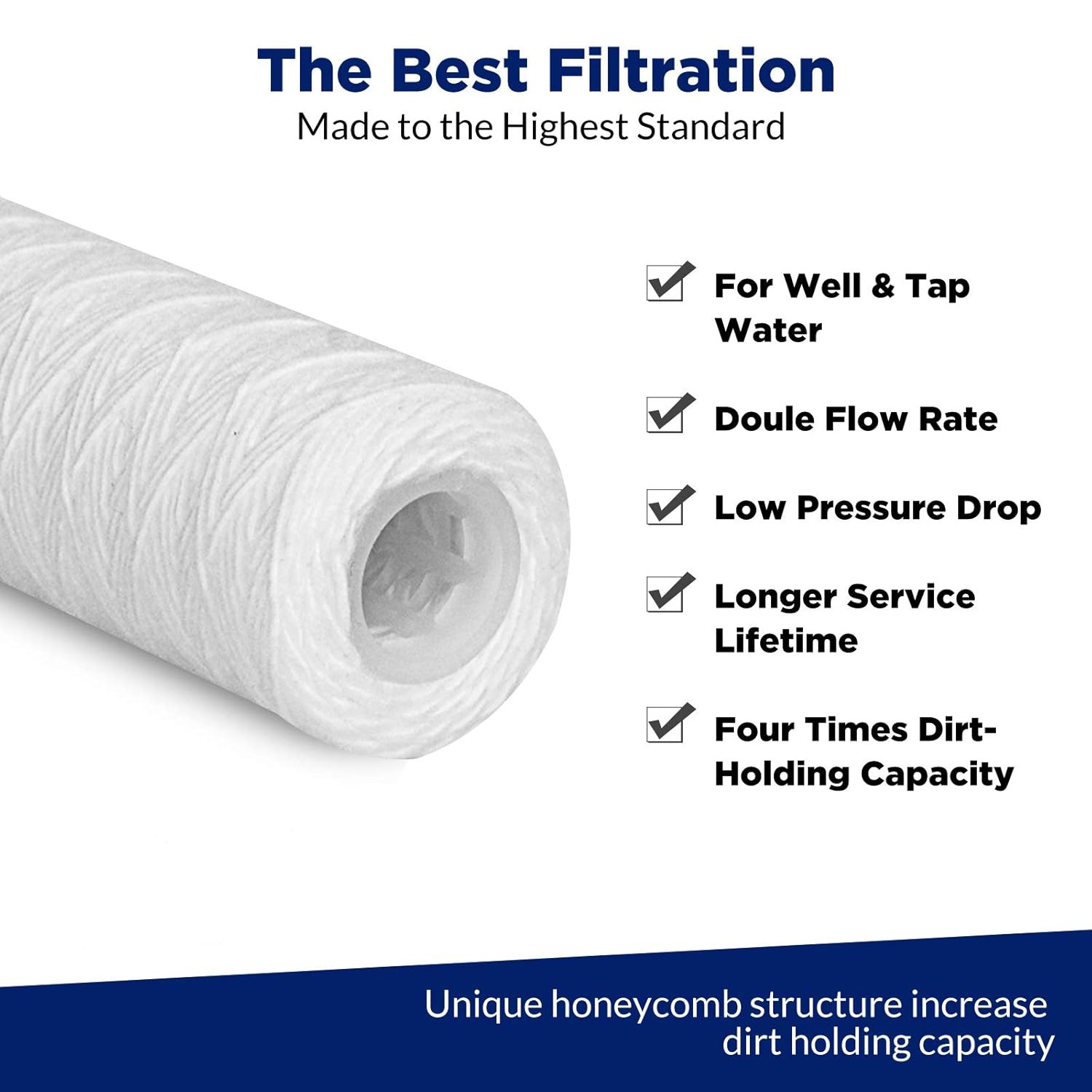 25 Pack 10″ x 2.5″ String Wound Sediment Water Filter Whole House RO Replacement