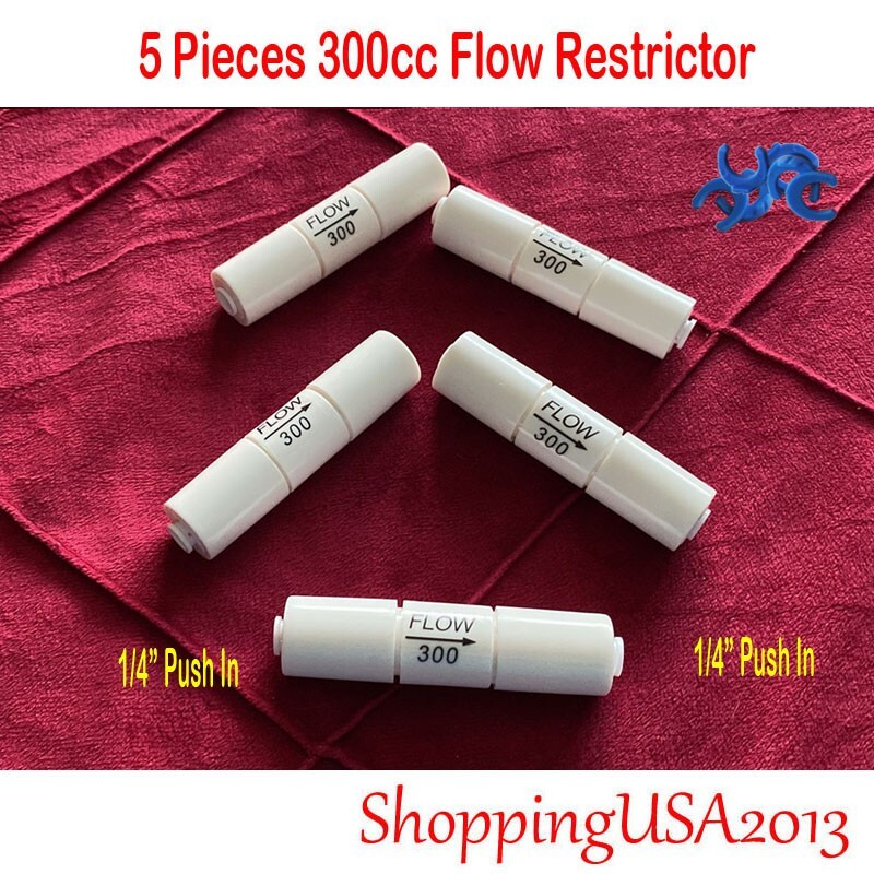 5 Pcs 300 ML Flow Restrictor Push In Quick Connect Kitchen House RO Water Filter