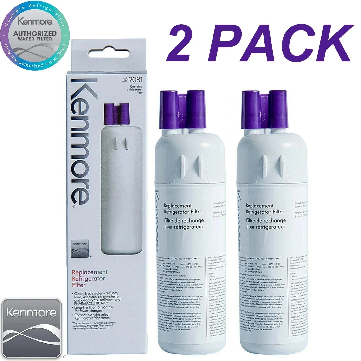 NEW 2Pack Kenmore 9081 469081 46-9930 Replacement Refrigerator Ice Water Filter