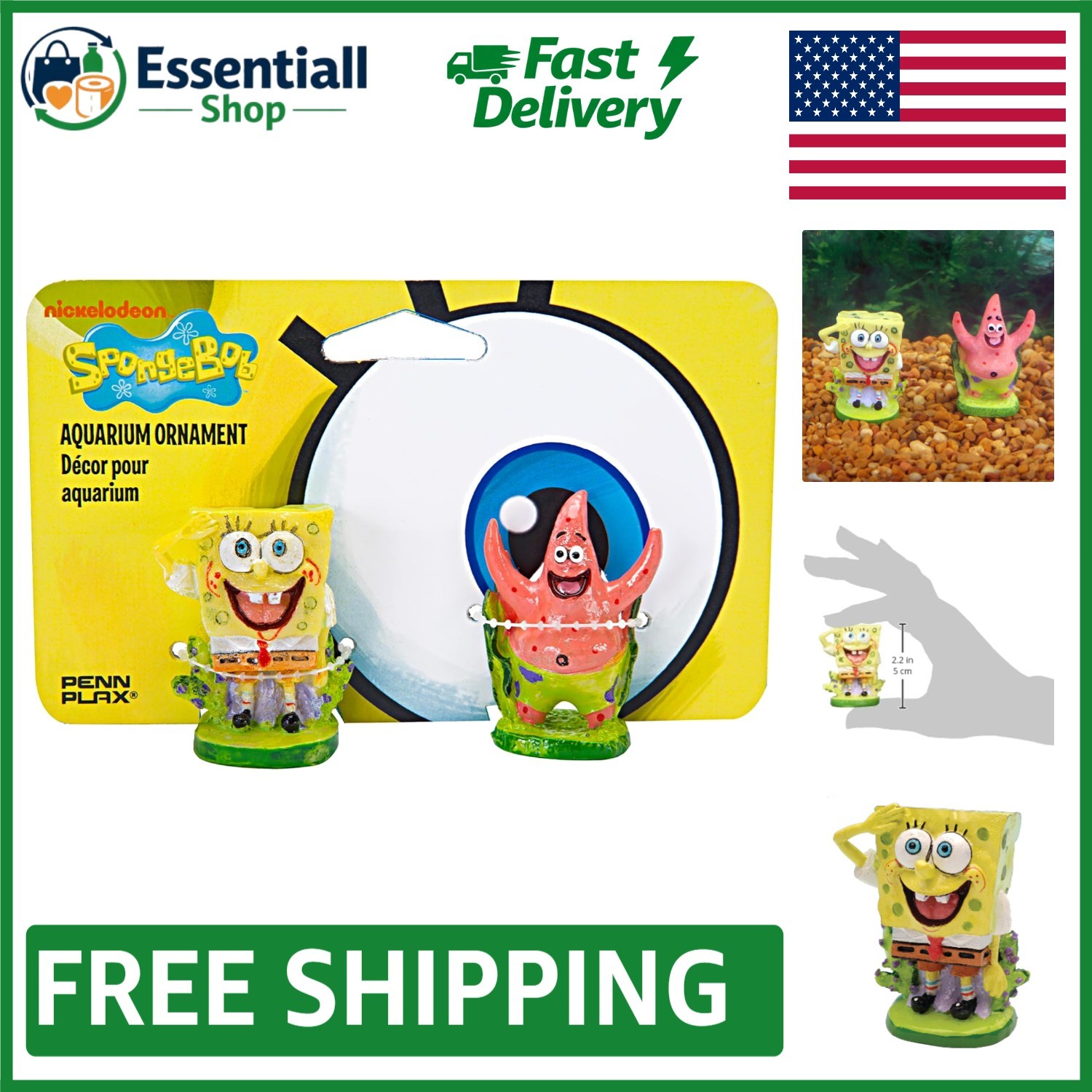 Multi-Color Spongebob & Patrick Aquarium Filter Accessory – Safe Resin Design