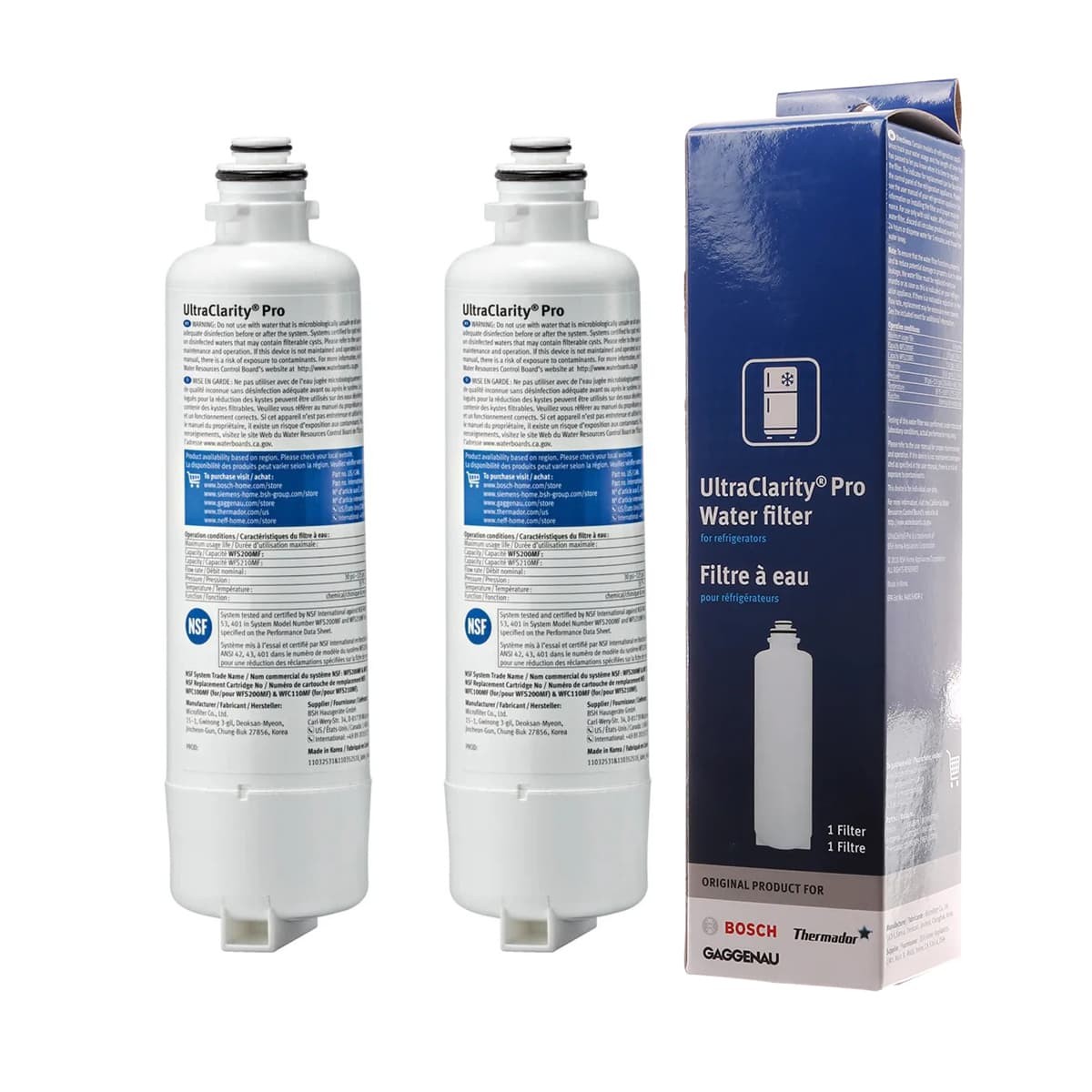 2x Bosch 11032531 Genuine OEM UltraClarity® Pro Water Filter Cartridge Thermador