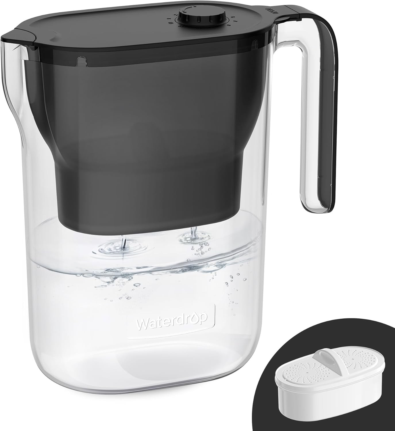 7 Cup Water Filter Pitcher 200 Gallon NSF Certified Black