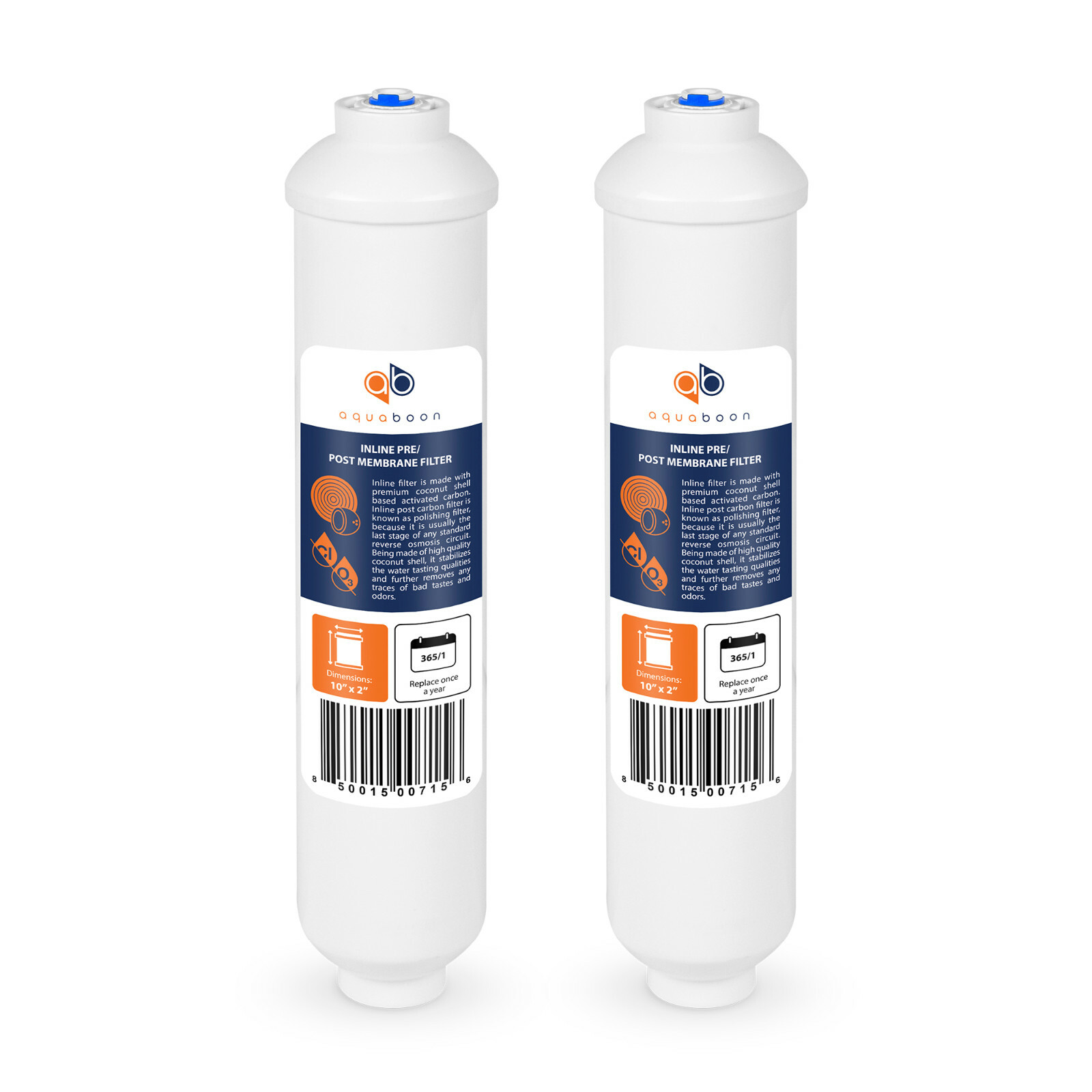 2 Pack of Inline Post/Carbon Polishing Water Filter for RO Standard Size QC