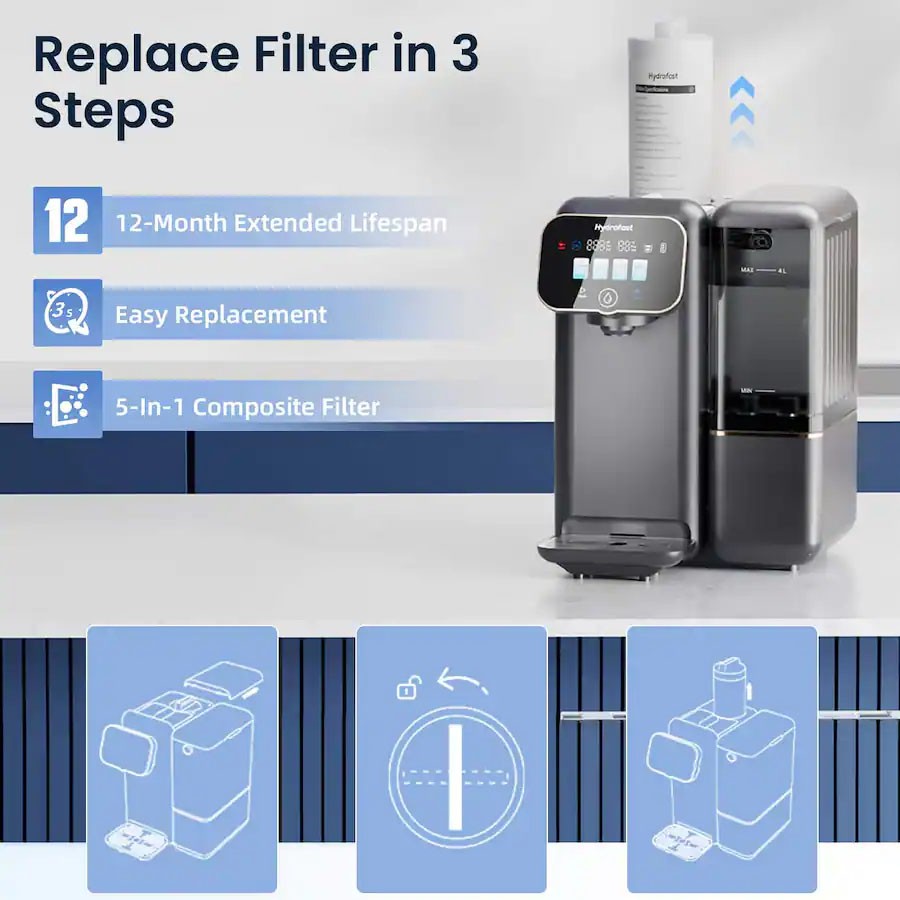 Hydrofast C100 Countertop Reverse Osmosis Water Filter System,6 Stage Filtration
