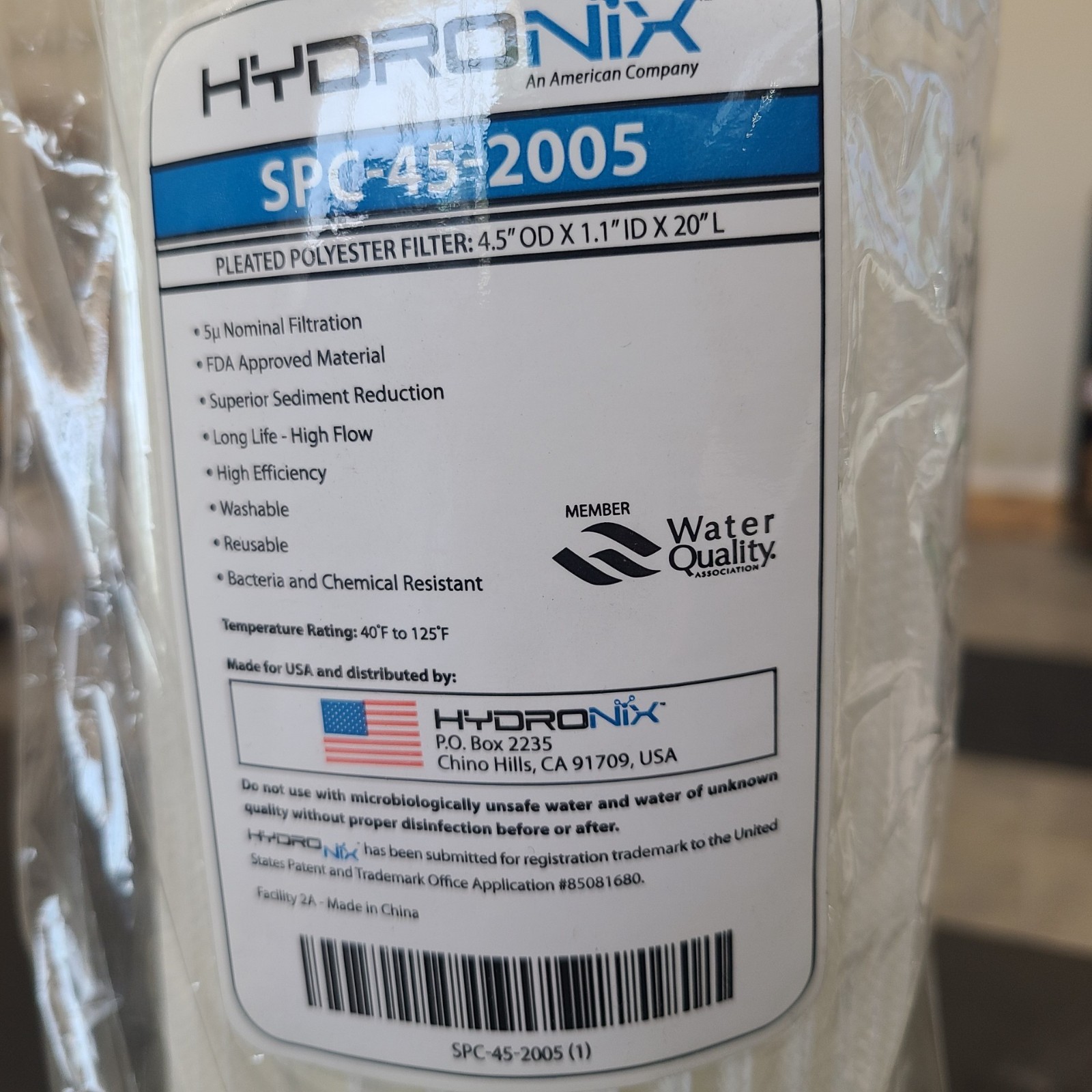 Hydronix SPC-45-2005 Pleated Polyester Water Filter 4.5 x 20 5 Micron *NEW*