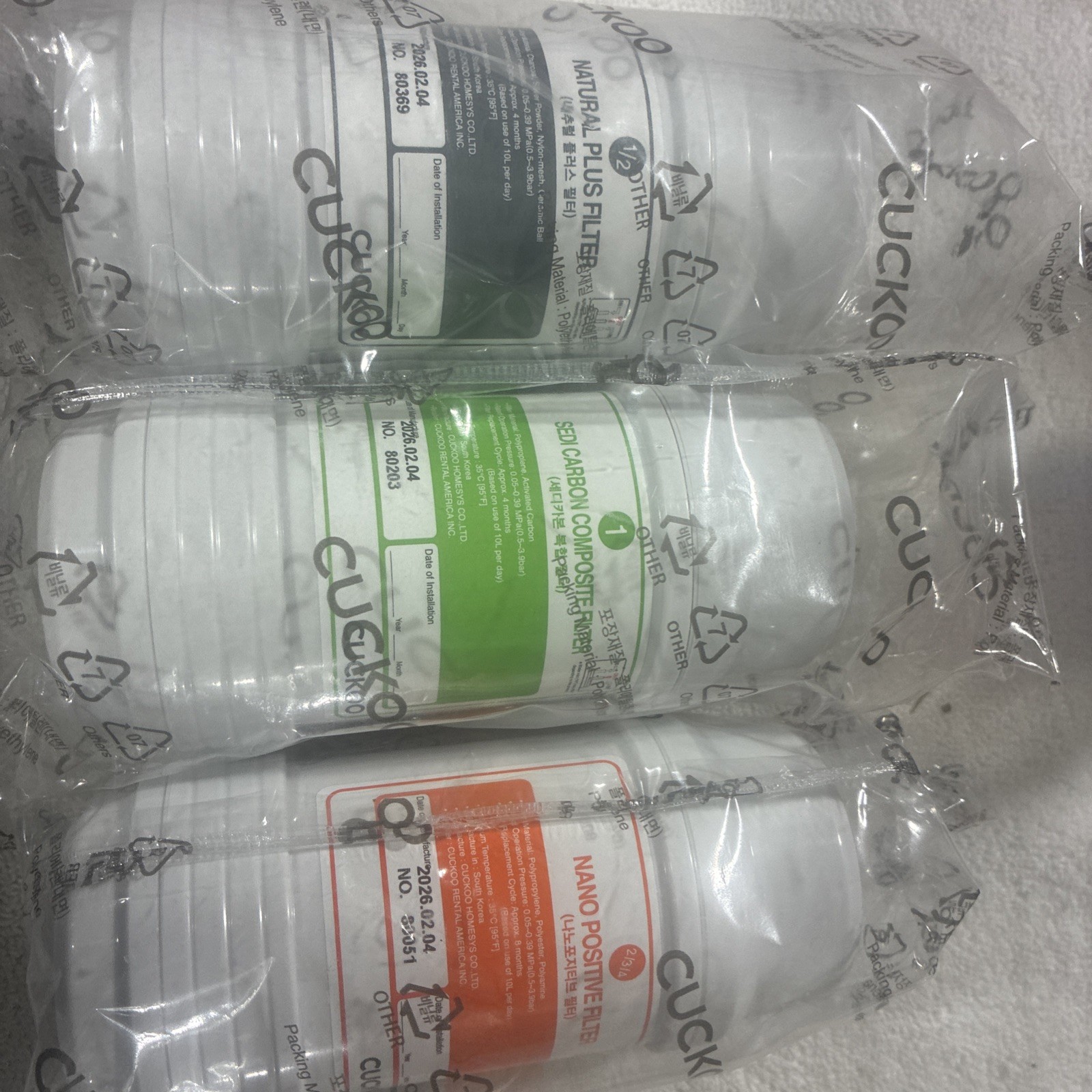 Green, Orange, Gray Cuckoo Water Purifier Compatible Replacement Filter Premium