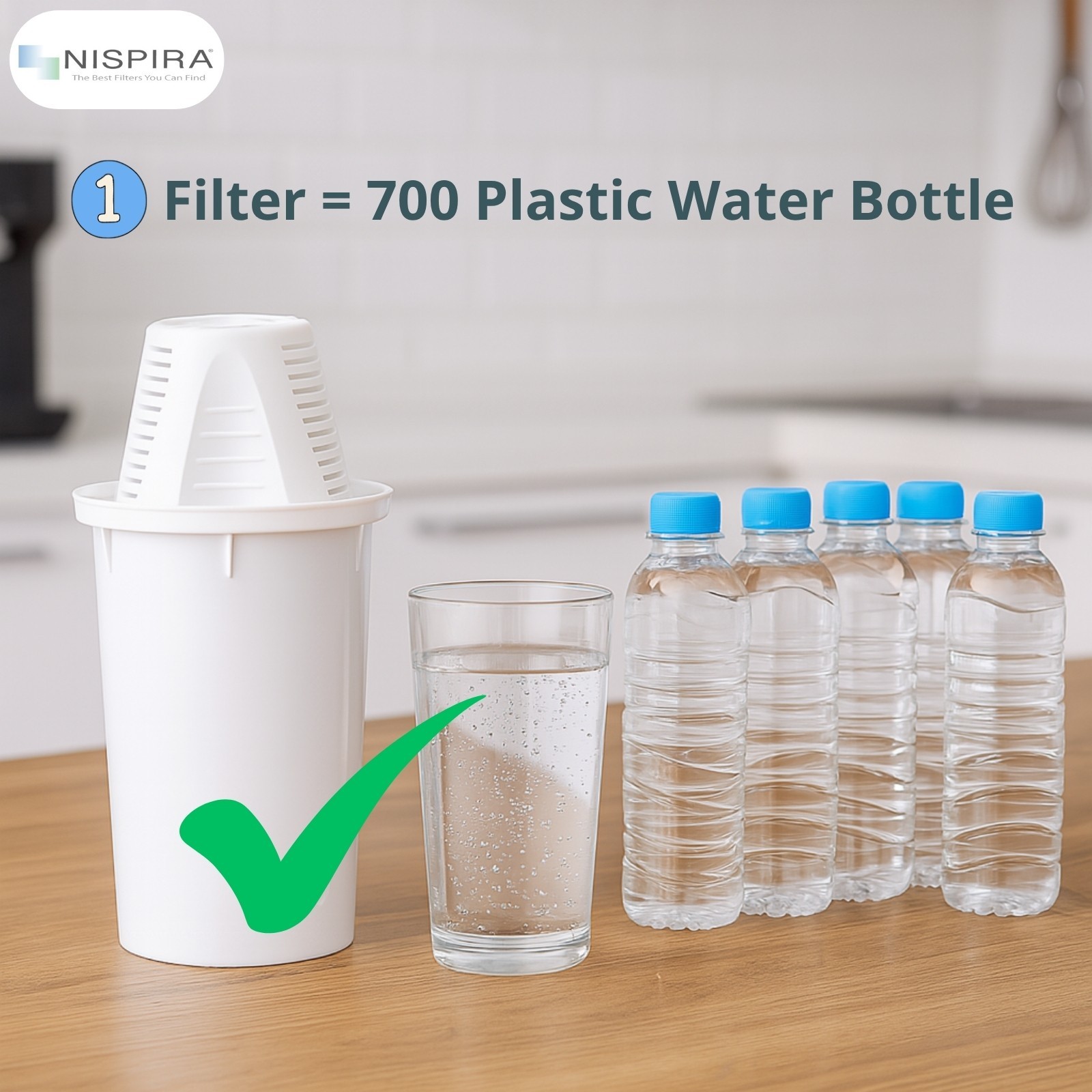 Nispira Water Filter Replacement for Nakii and Aquaphor Water Pitcher, 4 Packs