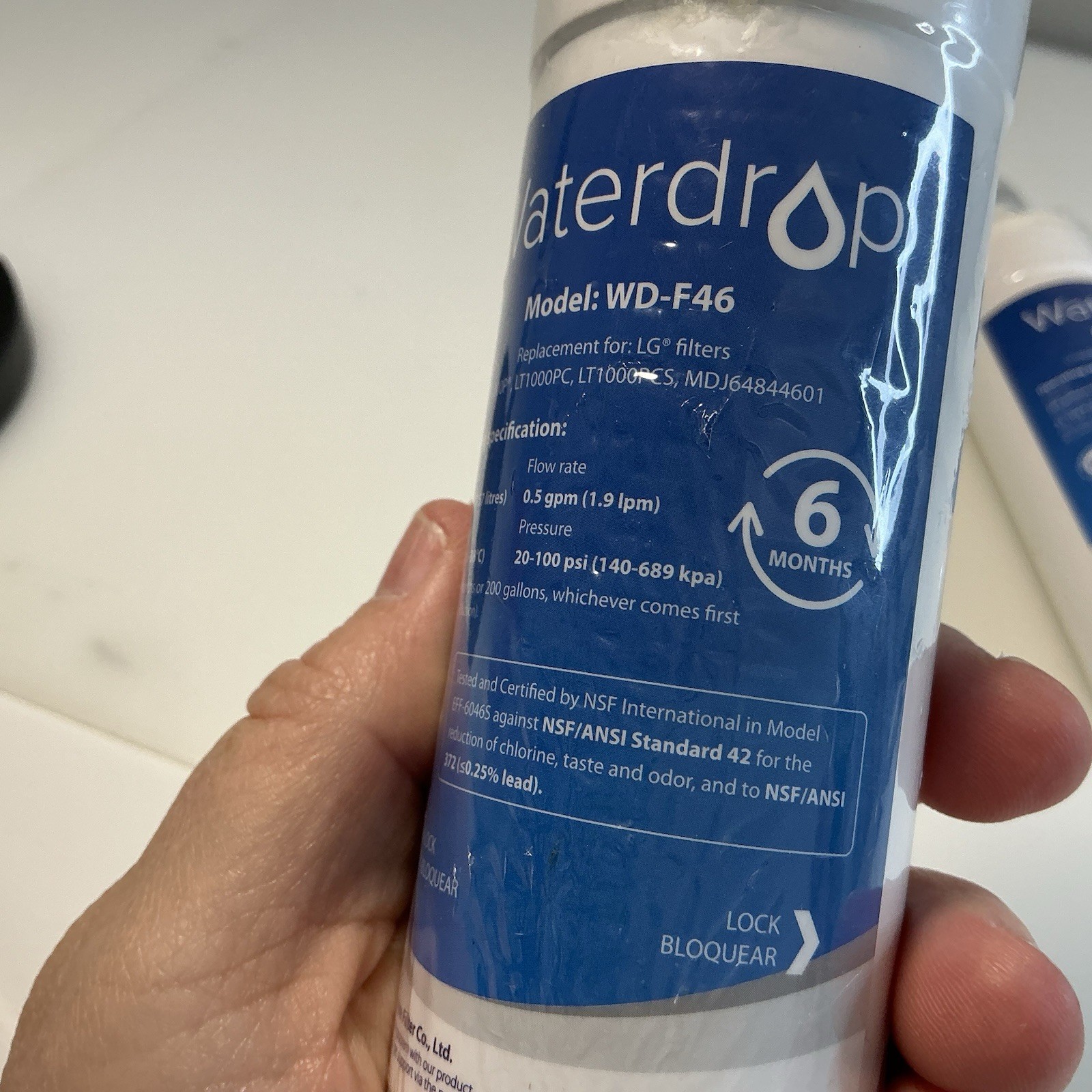 Waterdrop WD-F46 Replacement Refrigerator Water Filter LG Filters New Sealed 2