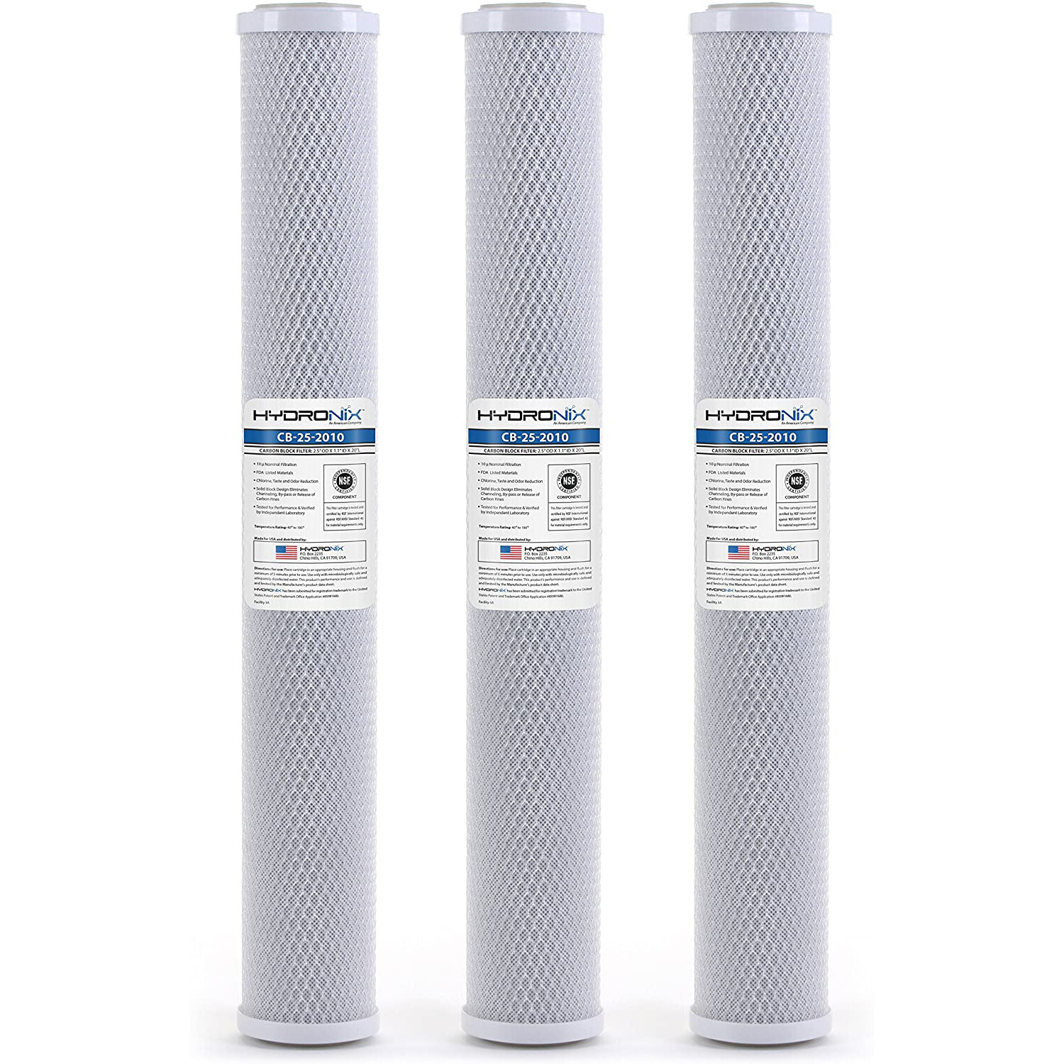 3 Pack RO Coconut Activated Carbon Block Water Filter 10 micron 2.5″ x 20″