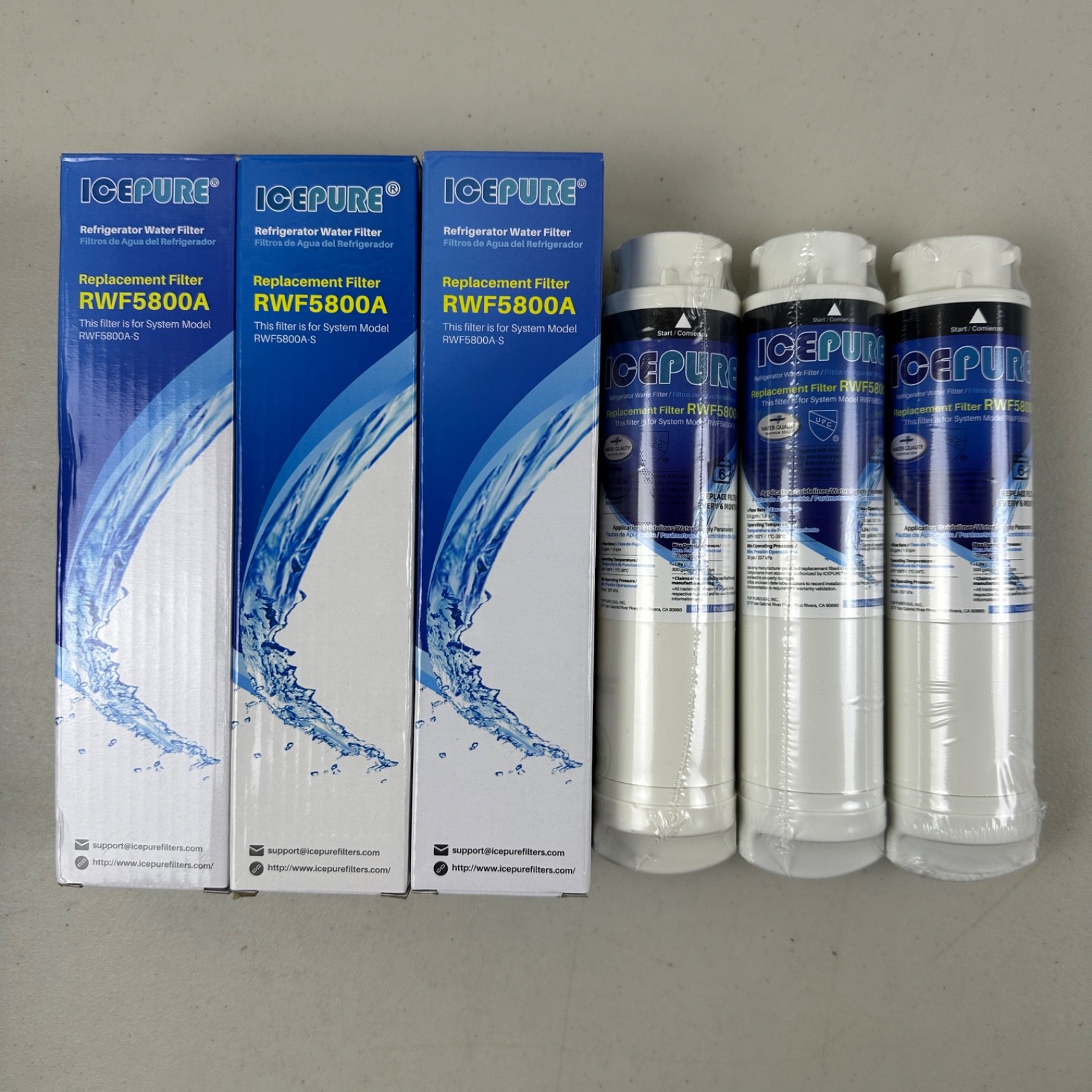 3 PACK ICEPURE RWF5800A Water Filter Replacement for Frigidaire EPTWFU01 DE022