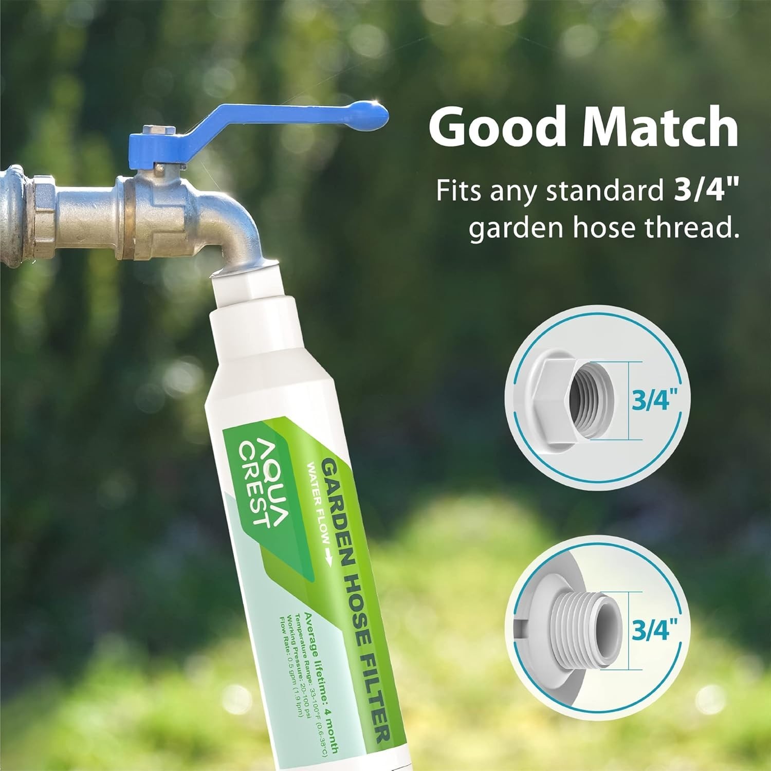 AQUA CREST Garden Hose Water Filter, for Organic Gardening, Farming, Pack of 2
