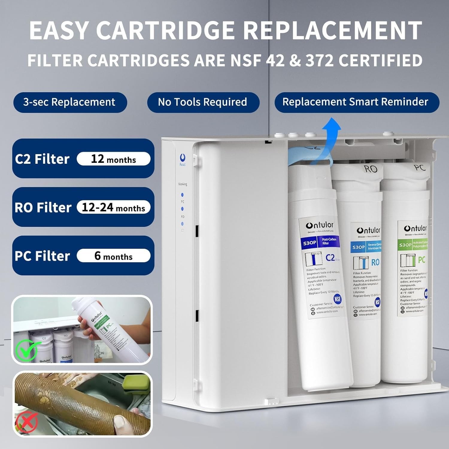 Ontulor S3OP Reverse Osmosis System 9 Stage Water Filter with Tank, New Open Box