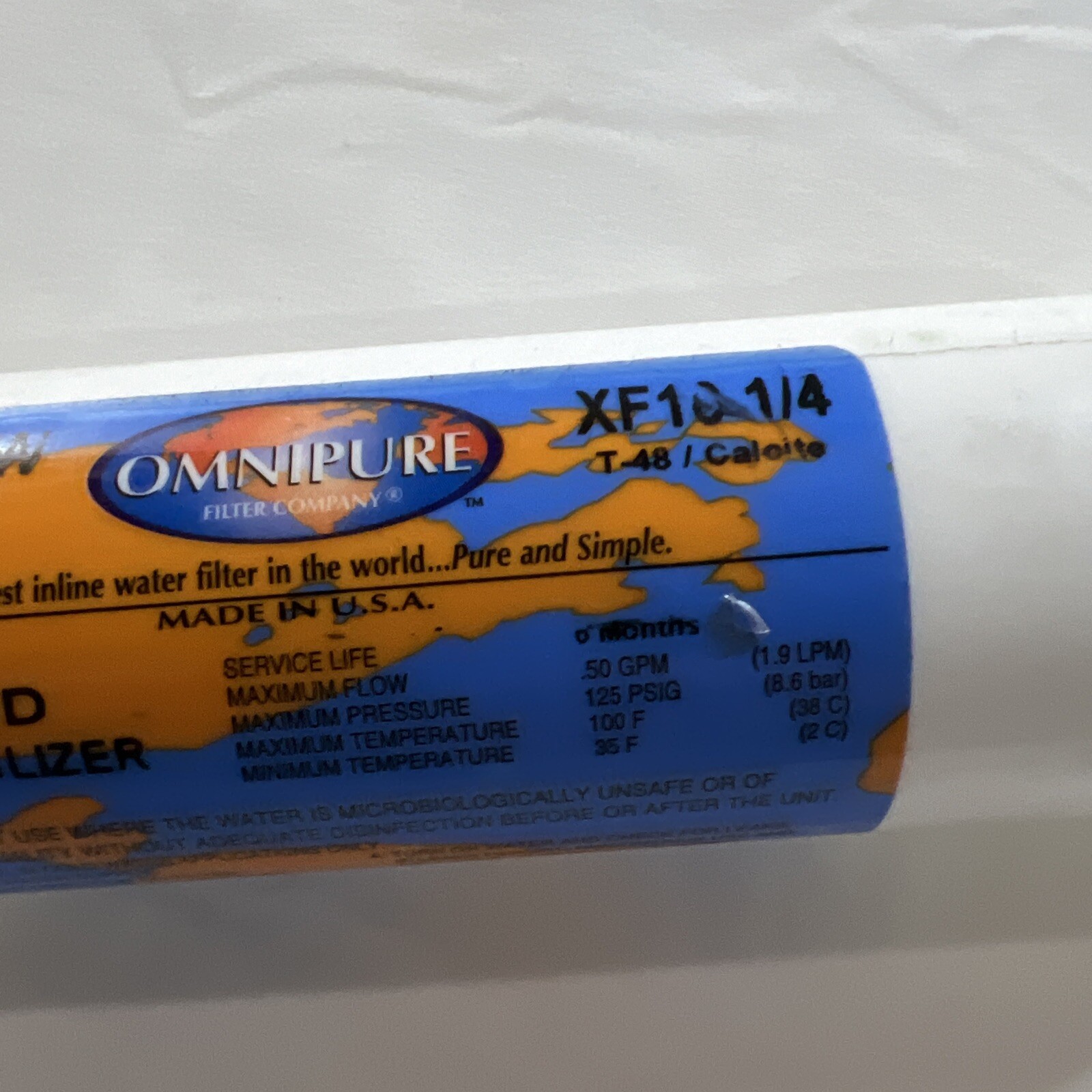 Omnipure XF10 All Calcite Acid Neutralizer 10’’ Inline Water Filter 3/8 T-48