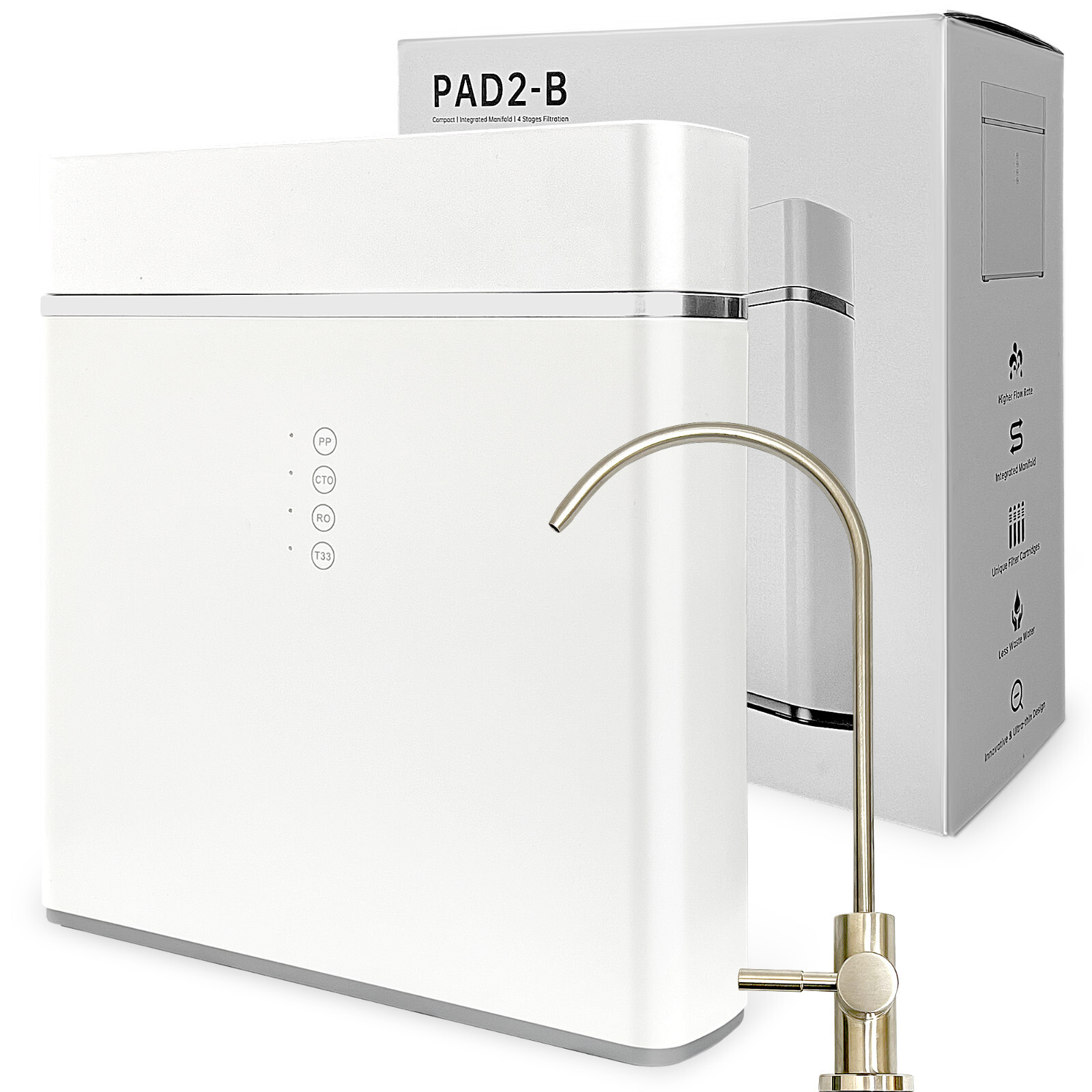 Compact Tank-less High Flow 400GPD Multi-Stage Reverse Osmosis Under Sink System