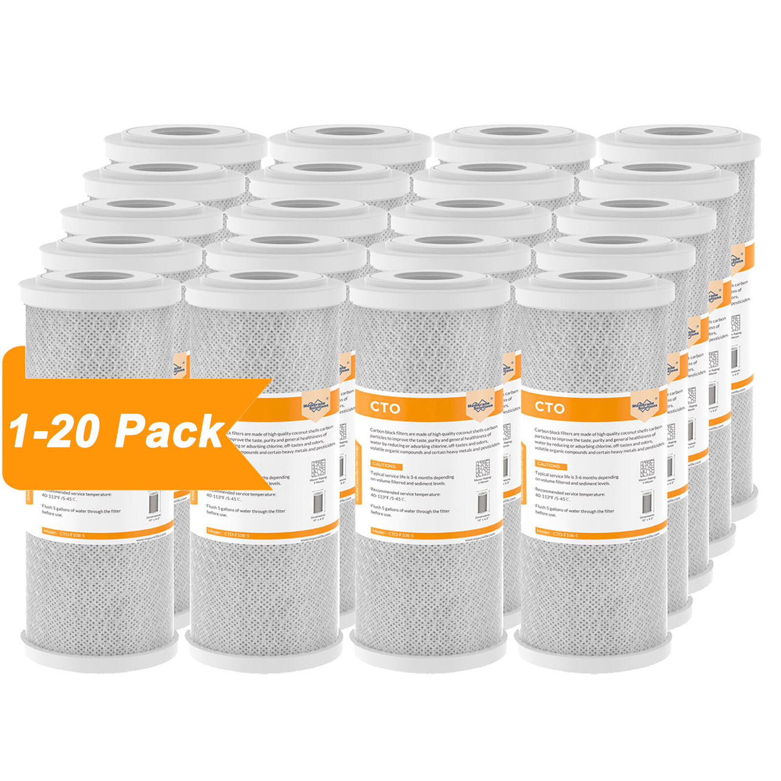 1-20Pack 10×4.5″ 5μm CTO Carbon Block Water Filter for Whole House Big Blue Well
