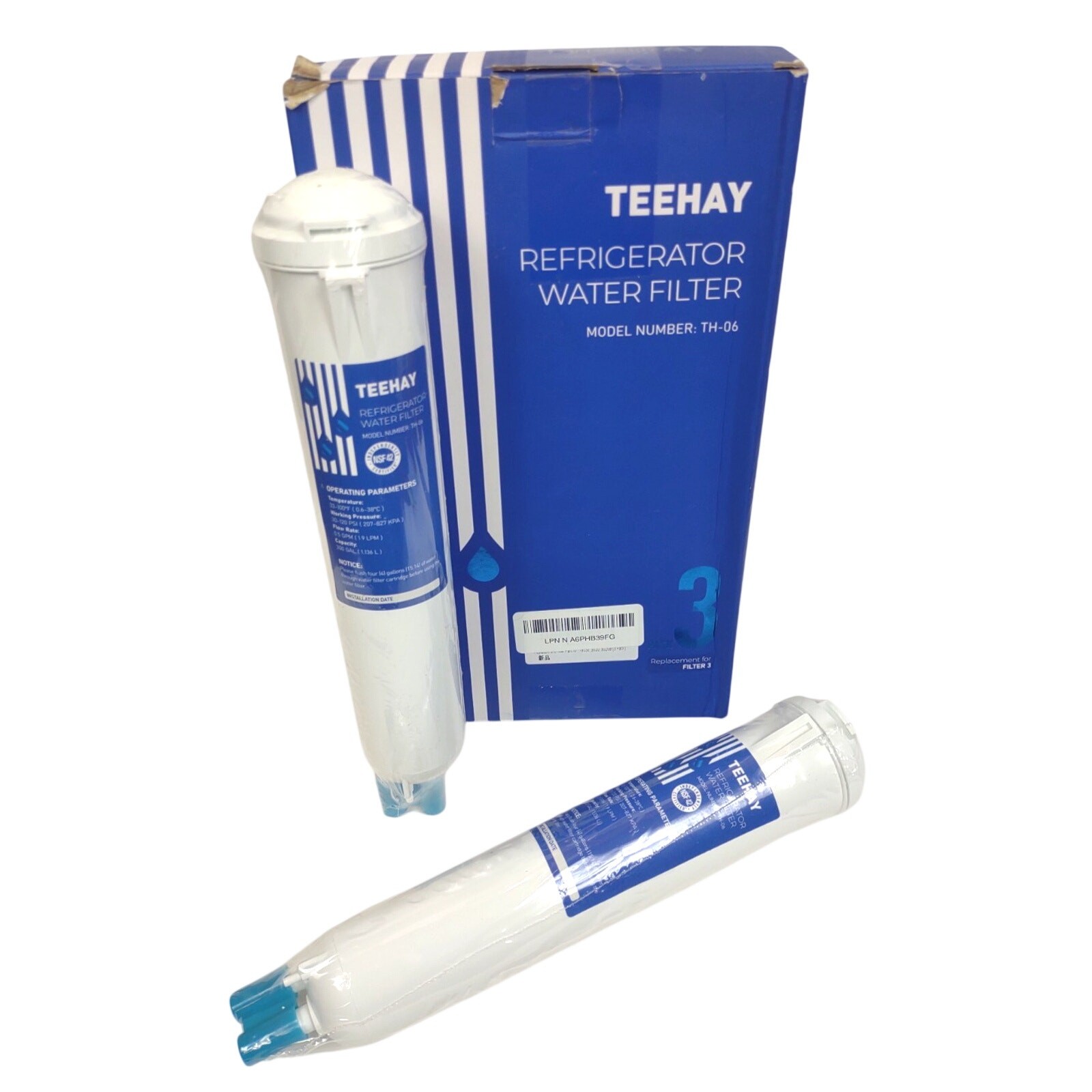Teehay Refrigerator Water Filter Replacement TH-06 (2 Pack) New Sealed 300 Gal