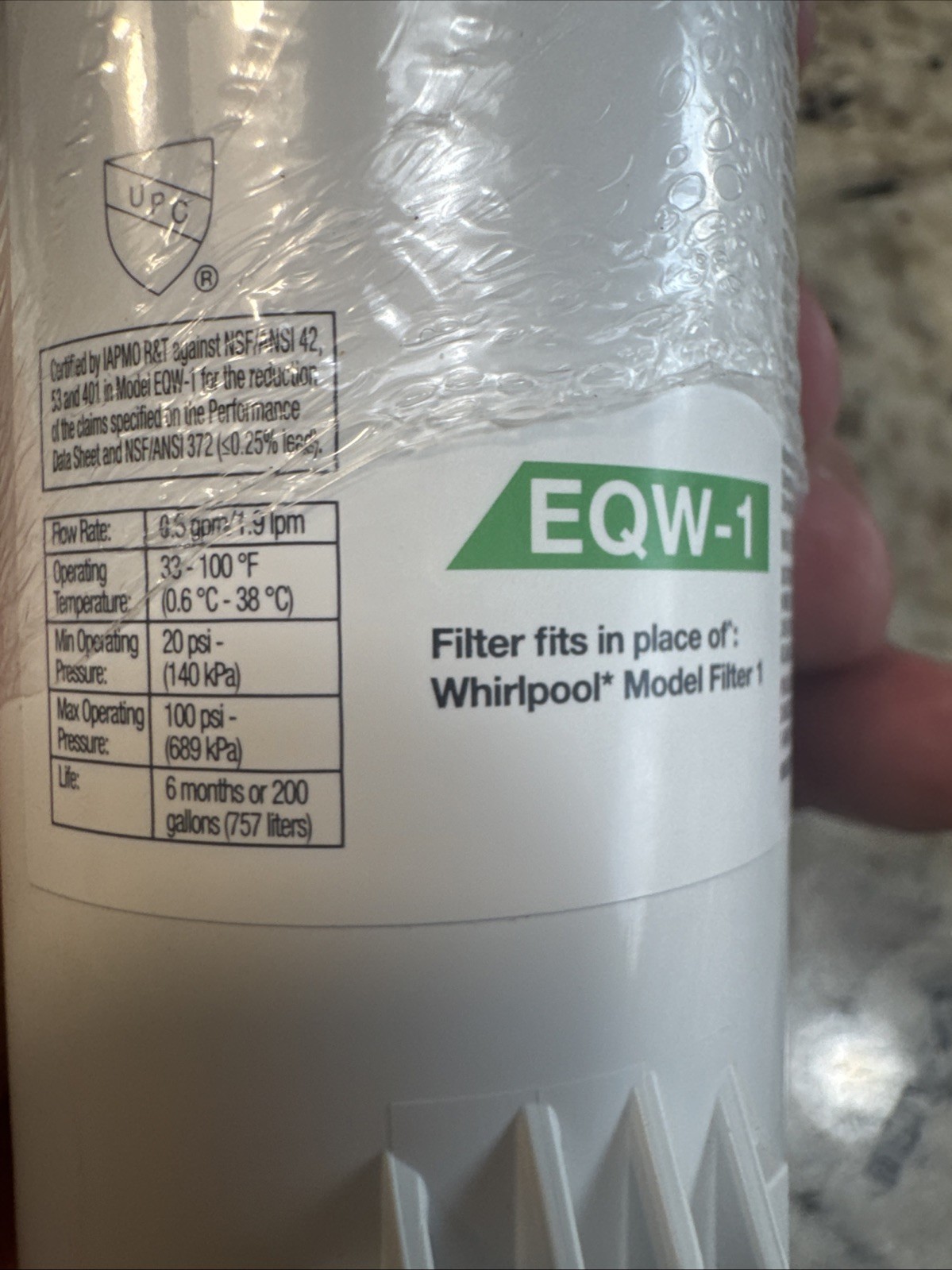 2 pack HDX EQW-1 Refrigerator Water Filter 1010 871 993