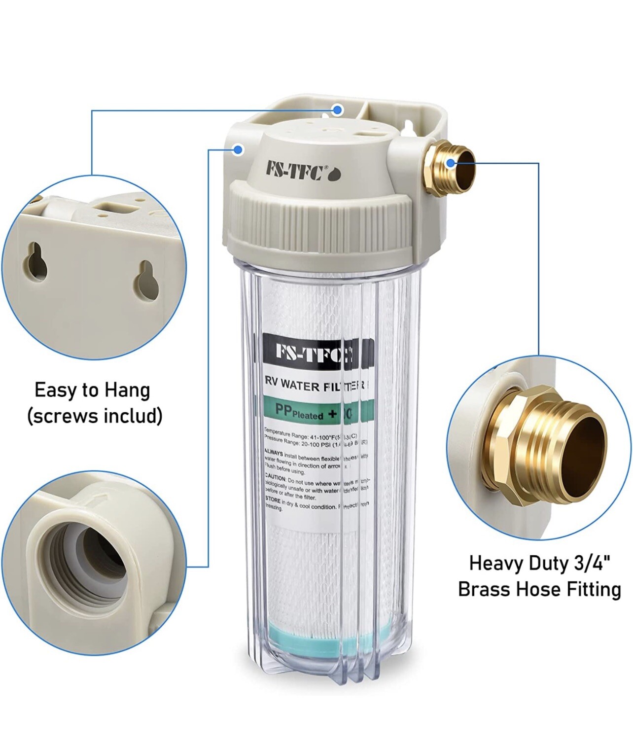 RV Water Filter System Reduces Bad Taste Odors Chlorine Sediment In Box New