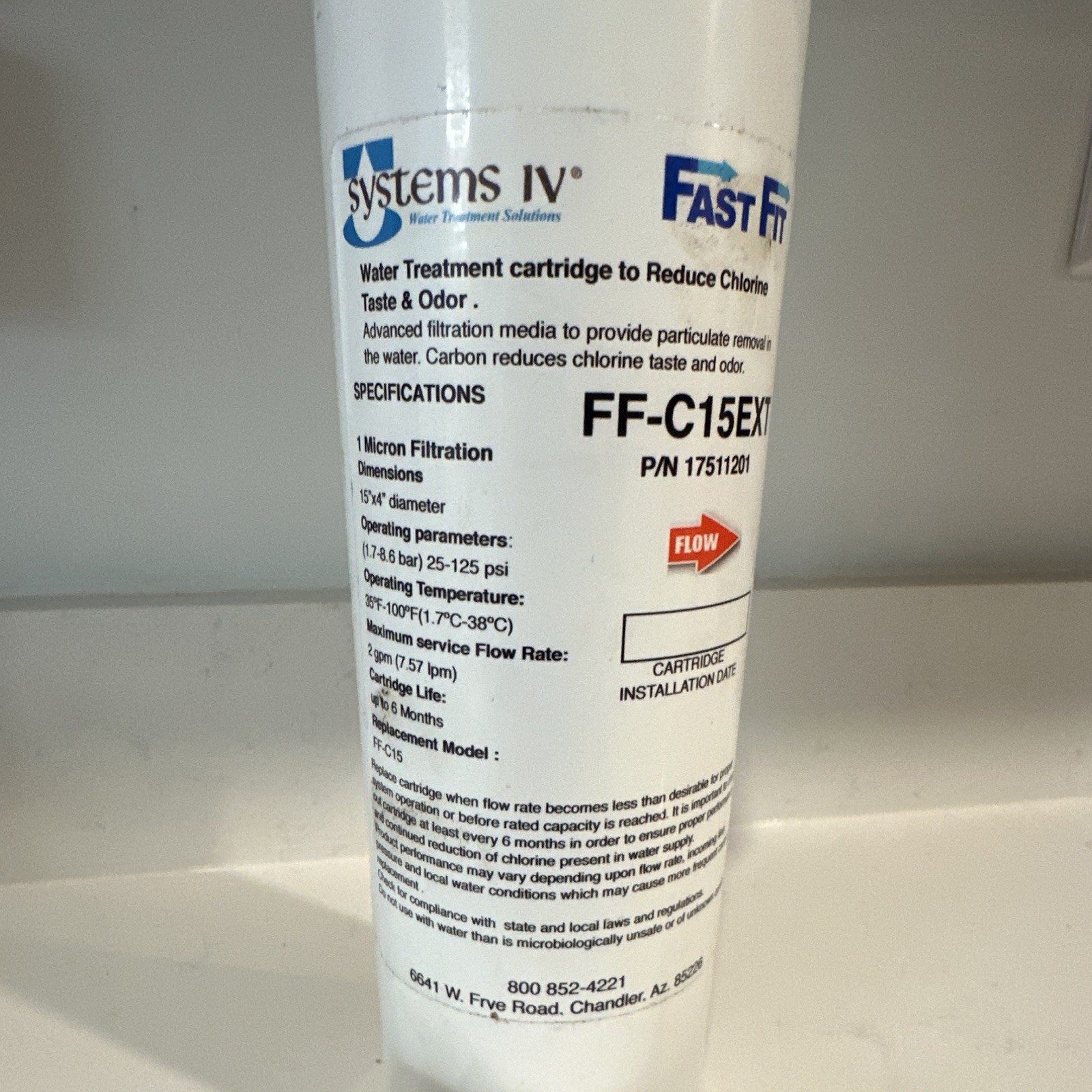 Systems IV FF-C15EXT Water Filter Cartridge for Aqua Optima Evolve Open Box