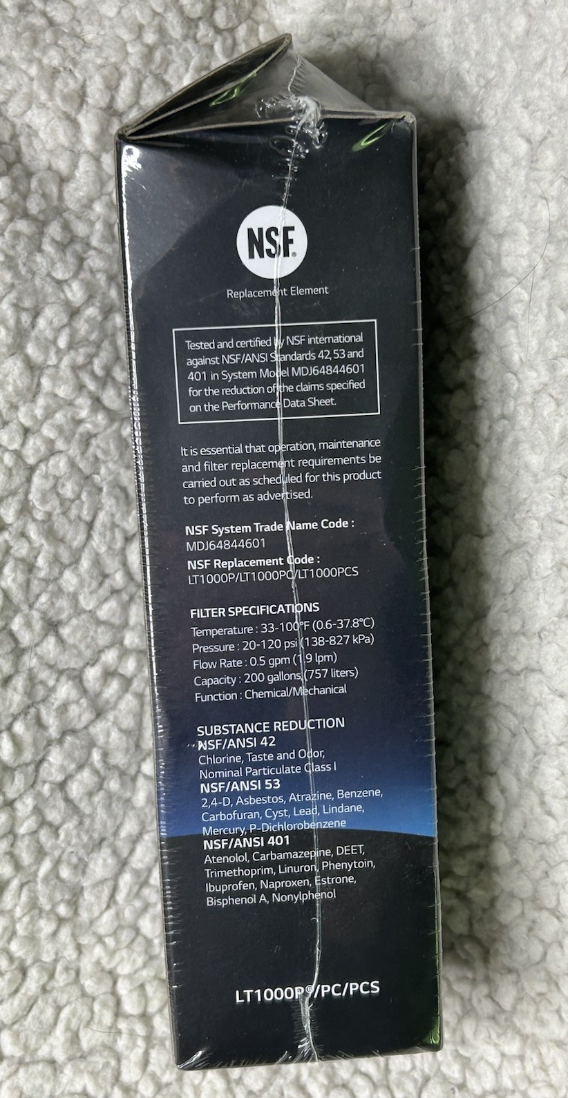 LG LT1000P Refrigerator Water Filter White, New In Box Sealed