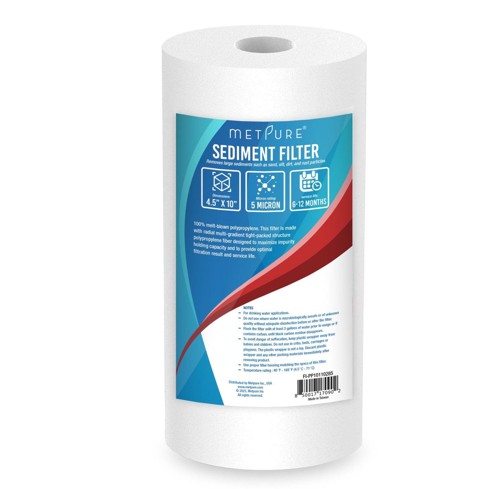 1 to 18 Pack 10″ x 4.5″ Whole House PP Sediment Water Filter Cartridge- 5 Micron