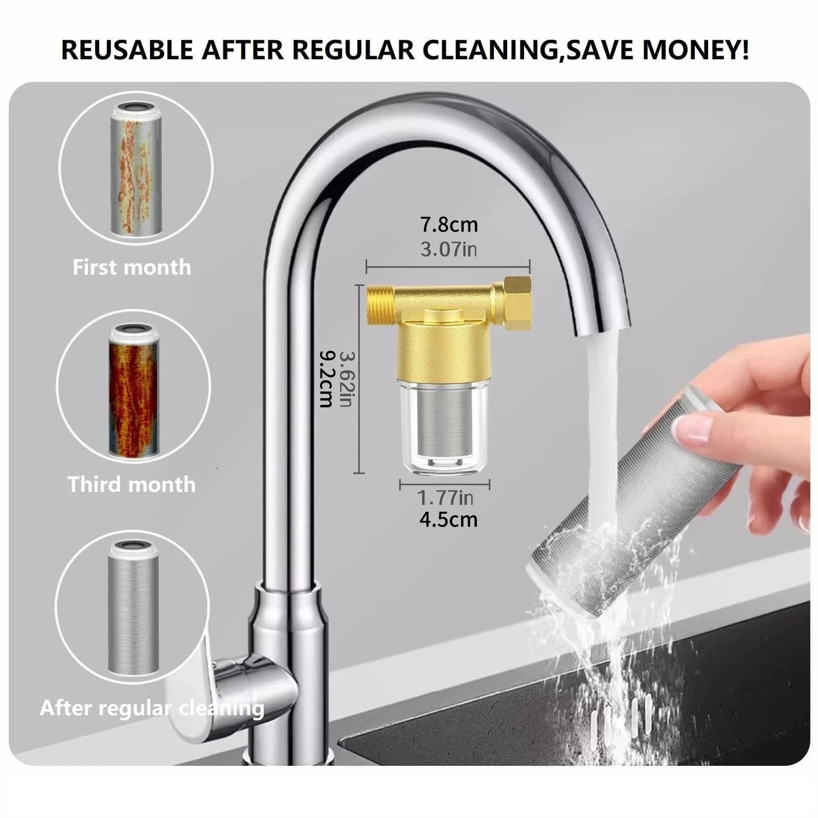 Brass Sediment Filter for Water Heater 40 Micron Reusable 1/2 3/4 Inch Strainer