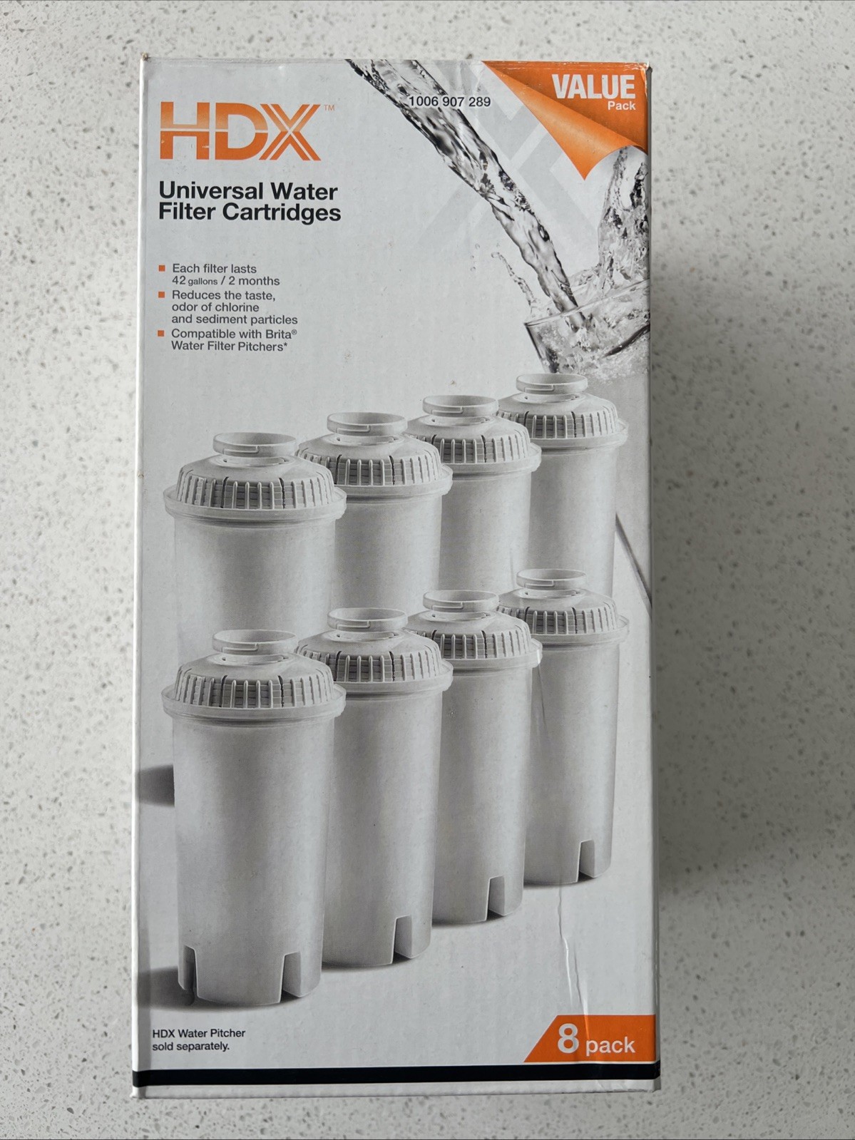HDX Water Pitcher Replacement Water Filter Cartridges, BPA Free (8-Pack)
