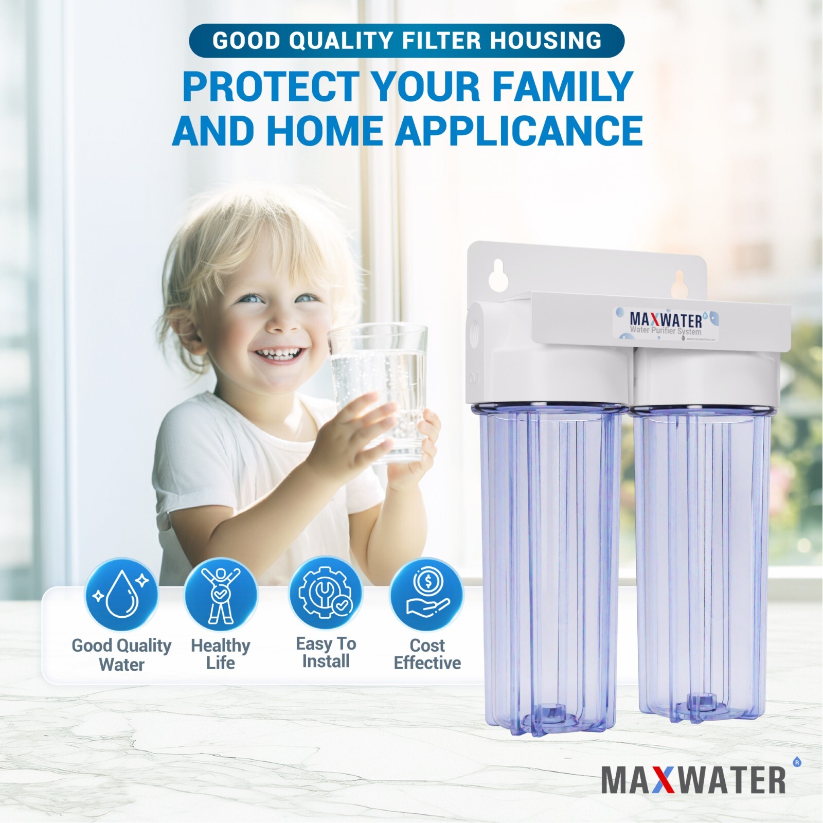 Whole House /Home/Pool/Well Water Filter System 10″ x 2 1/2″, 3/4″ Inlet
