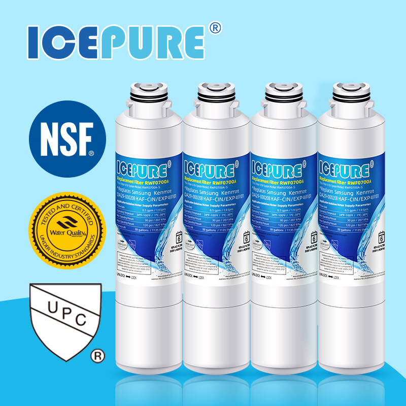 4 Pack Fit For Samsung RF263BEAESG/AA RF263BEAEBC/AA Water Filter Icepure