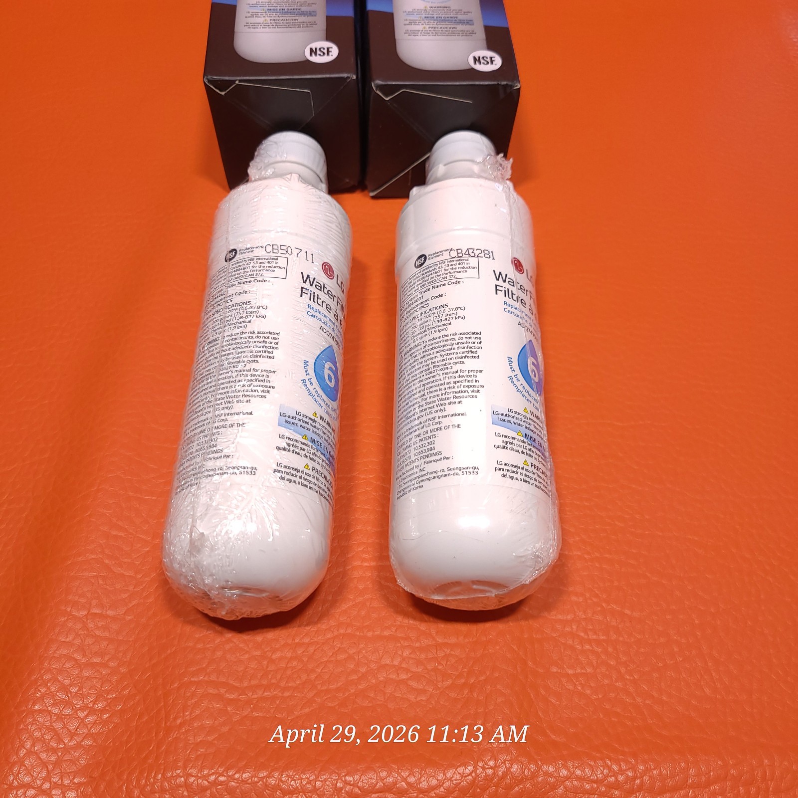 LG Refrigerator Water Filter Cartridge LT1000P PC PCS 0.5 GPM Lot of 2 Sealed