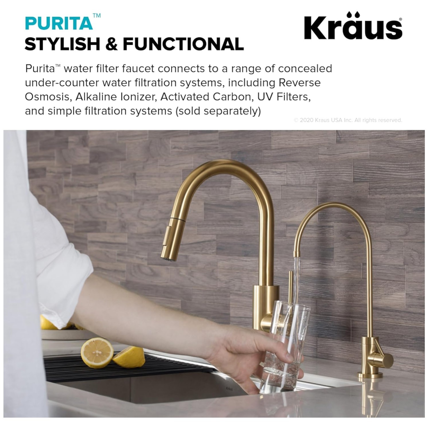 Sleek Brushed Brass Filter Faucet – Rust-Resistant Design