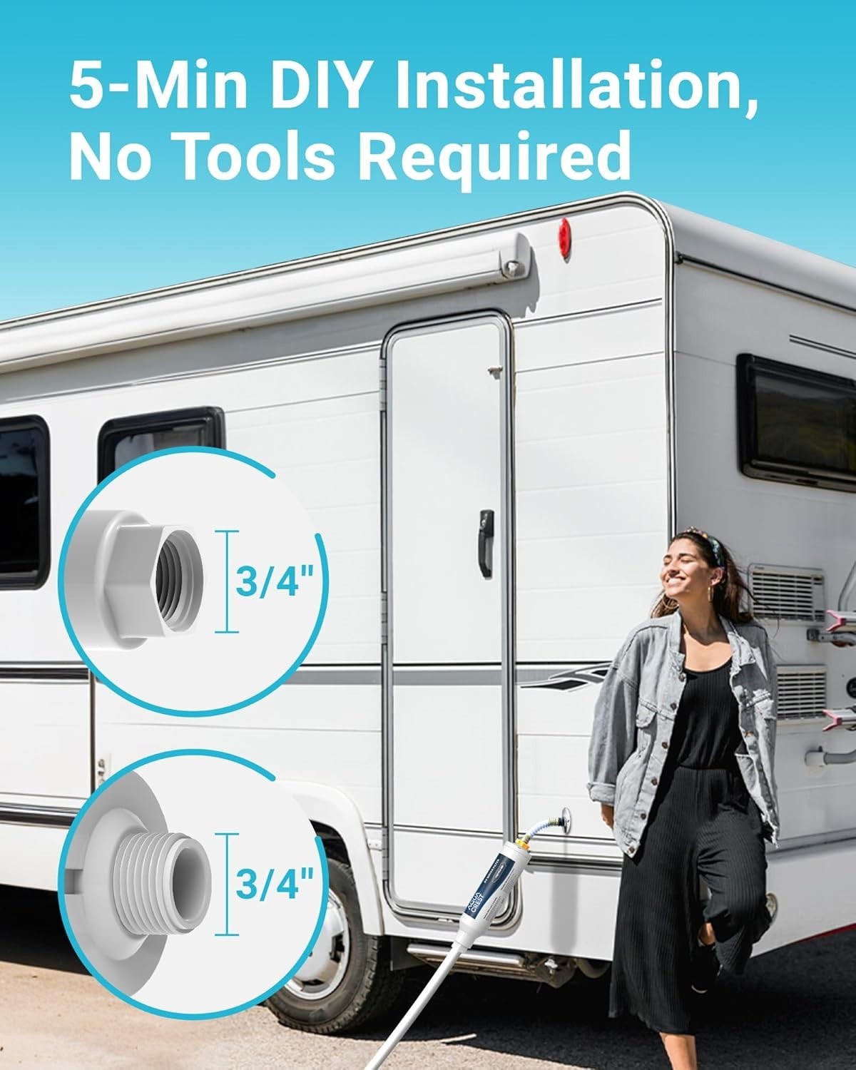 AQUA CREST RV Inline Water Filter with Hose Protector,Drinking & Washing Filter