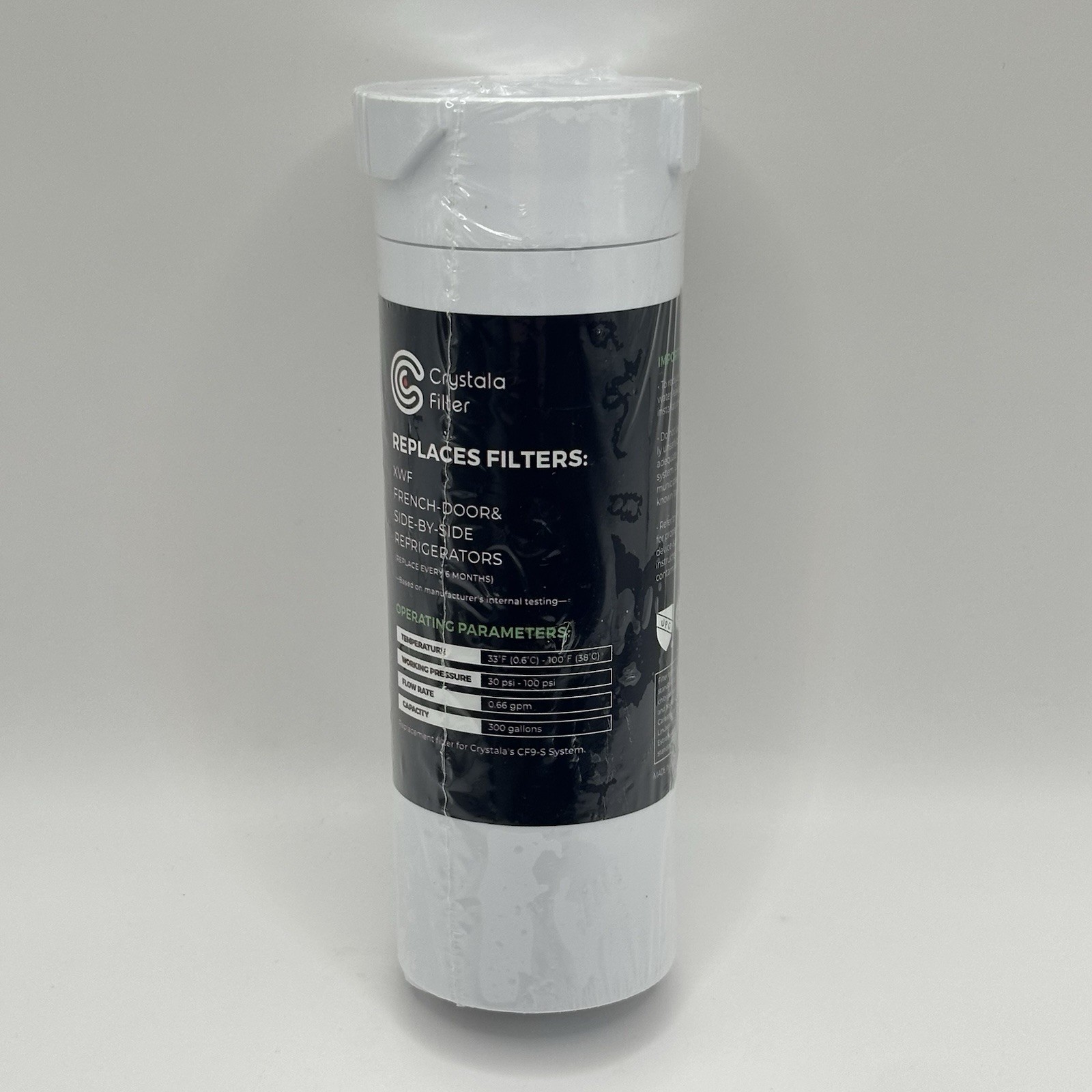 Crystala Refrigerator Water Filter Replacement CF9 Sealed in plastic