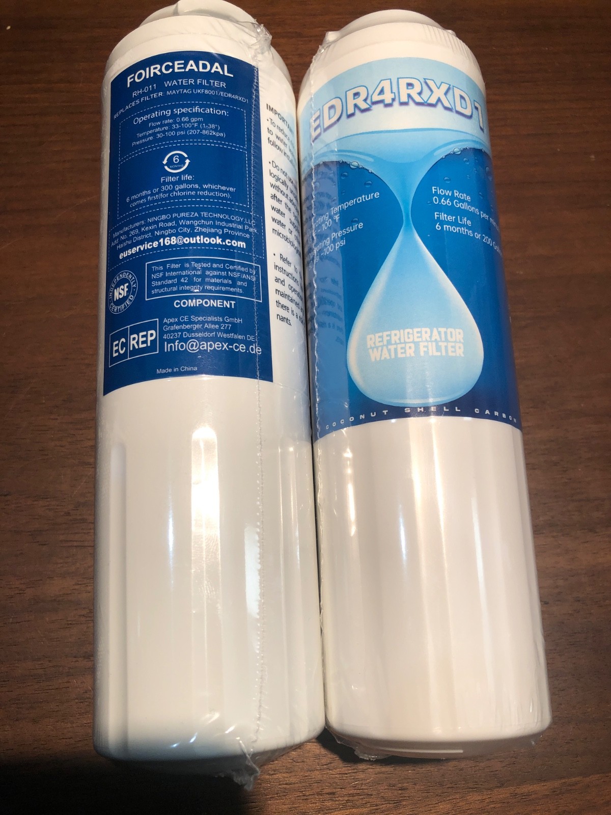2 Pack Refrigerator Water Filters UKF8001 UKF8001AXX-200 UKF9001 EDR4RXD1