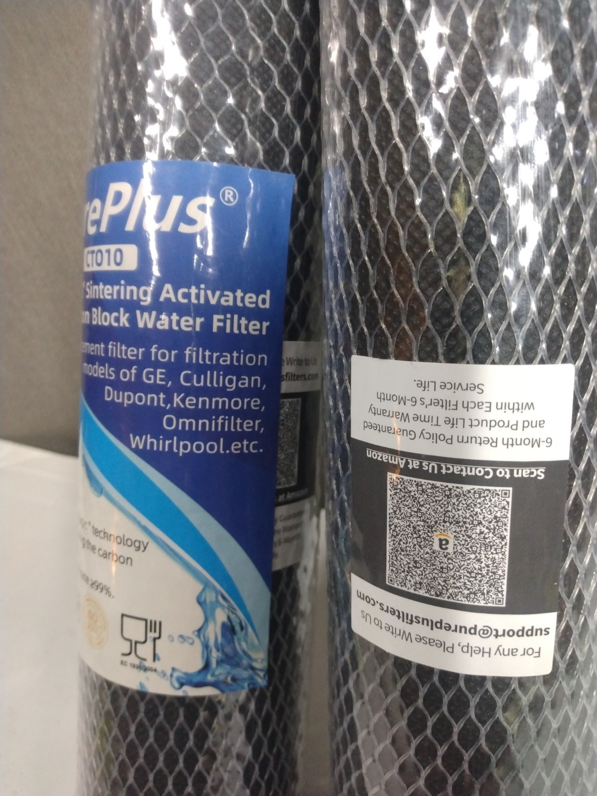 Pureplus CT010 = 2qty Sintering Activated Carbon Block Water Filter 10″ x 2.5″