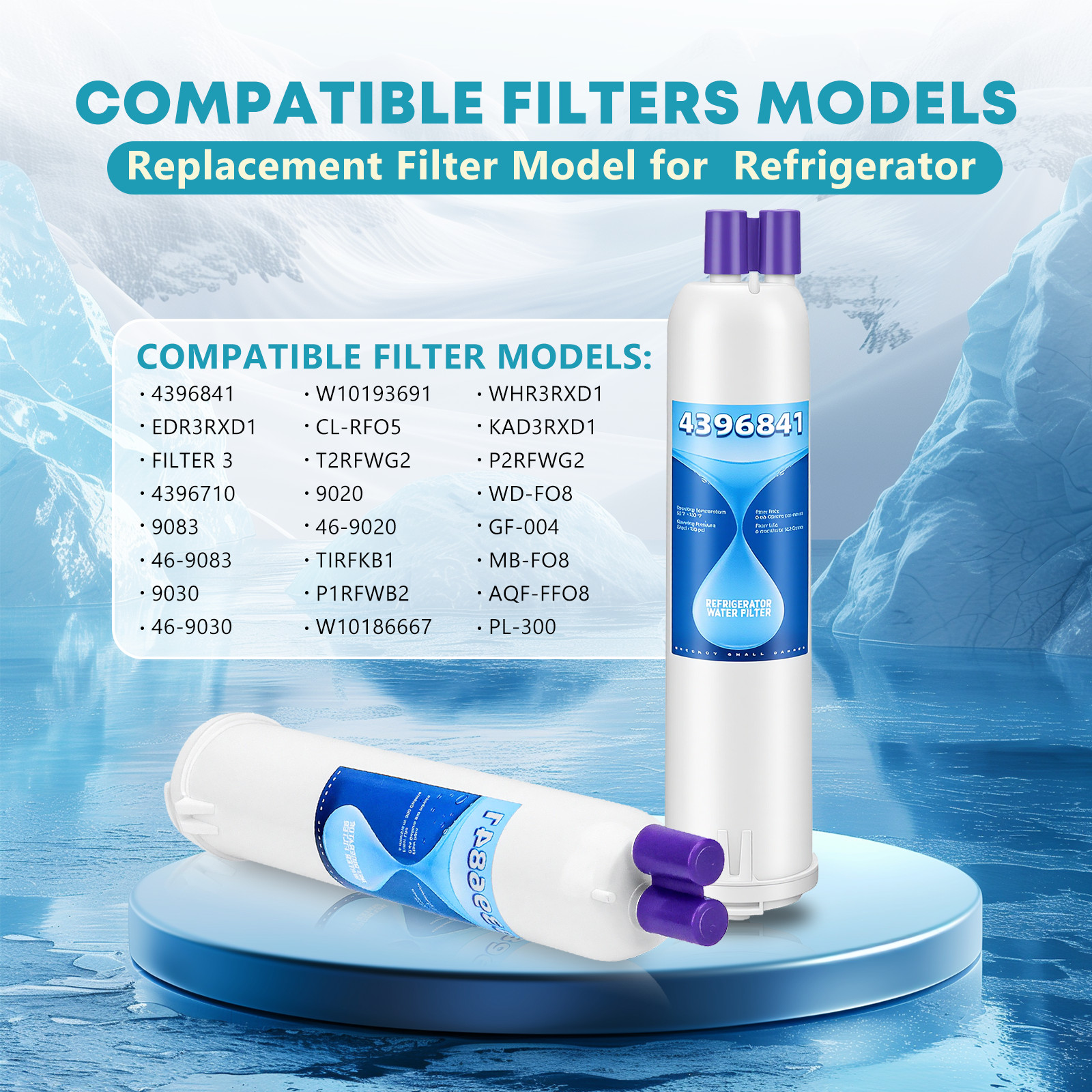 2 Pack Refrigerator Water Replacement Filter P1WB2 W10121145