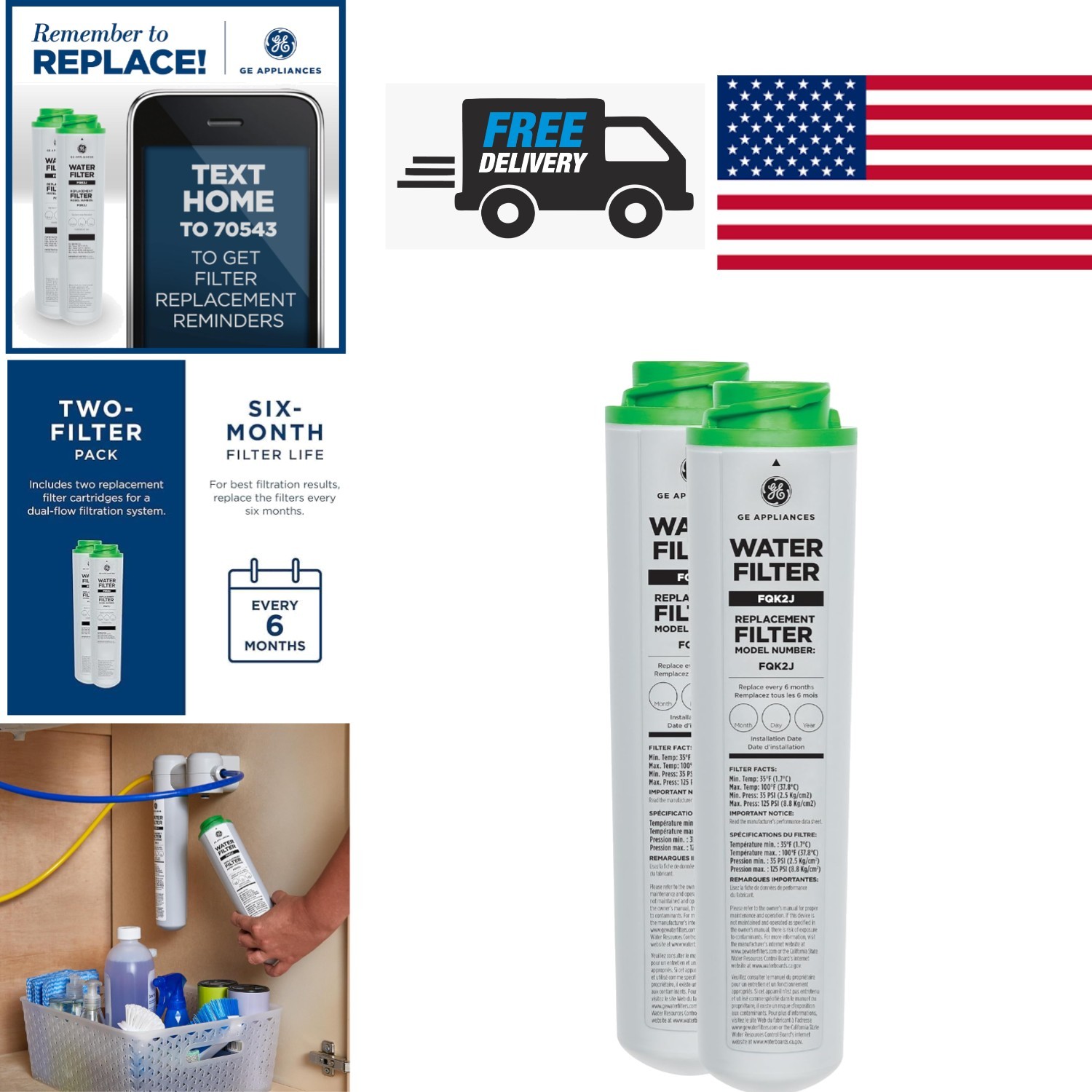 High Capacity Water Filters 2 Pack Compatible with Multiple Filtration Systems