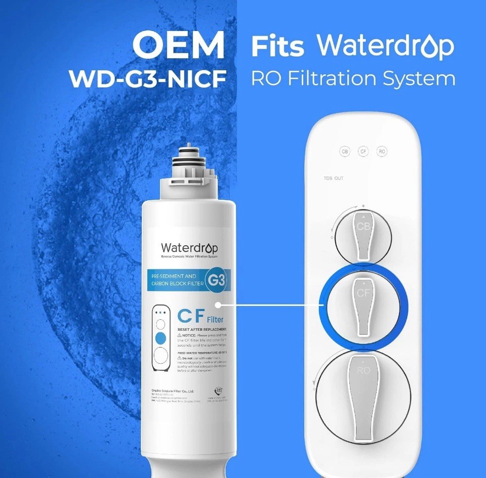 NEW Waterdrop WD-G3-CF Filter, Replacement for WD-G3-W, WD-G3P600 & WD-G3P800-W