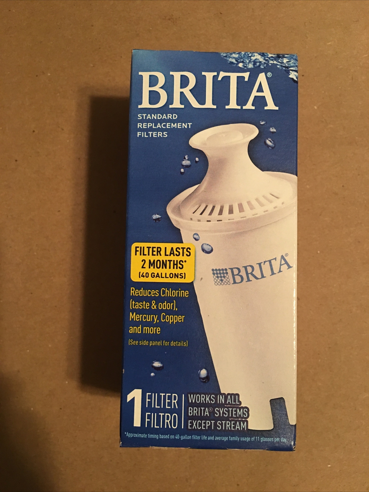 4 packs Brita standard filters 2 motns las 40 galons