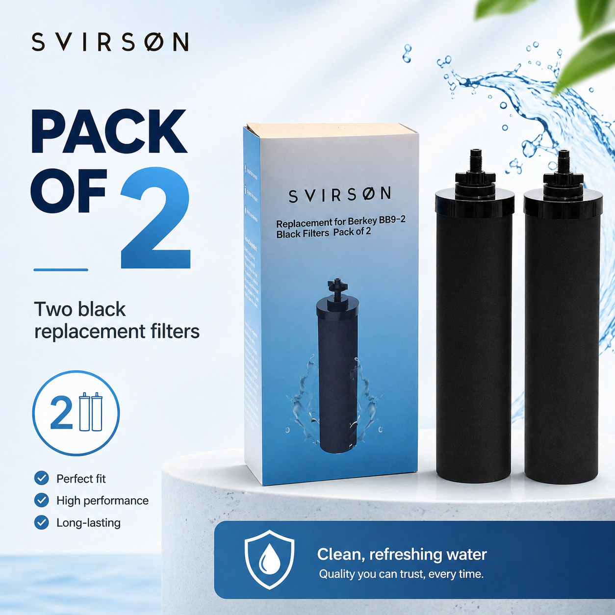 2 Pack BB9-2 Black Water Filter Replacement for Berkey Gravity System