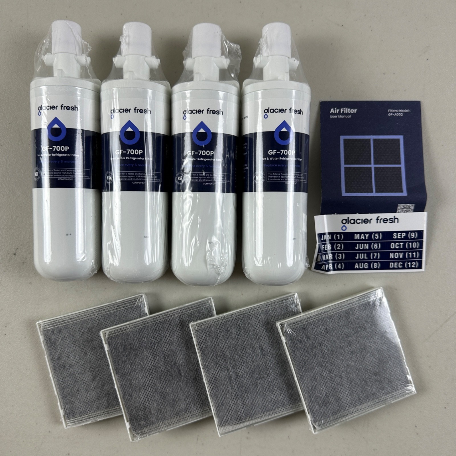 4 PACK GLACIER FRESH LG LT700P Water Filter Combo RWF1200A Kenmore 9690 GF-700P