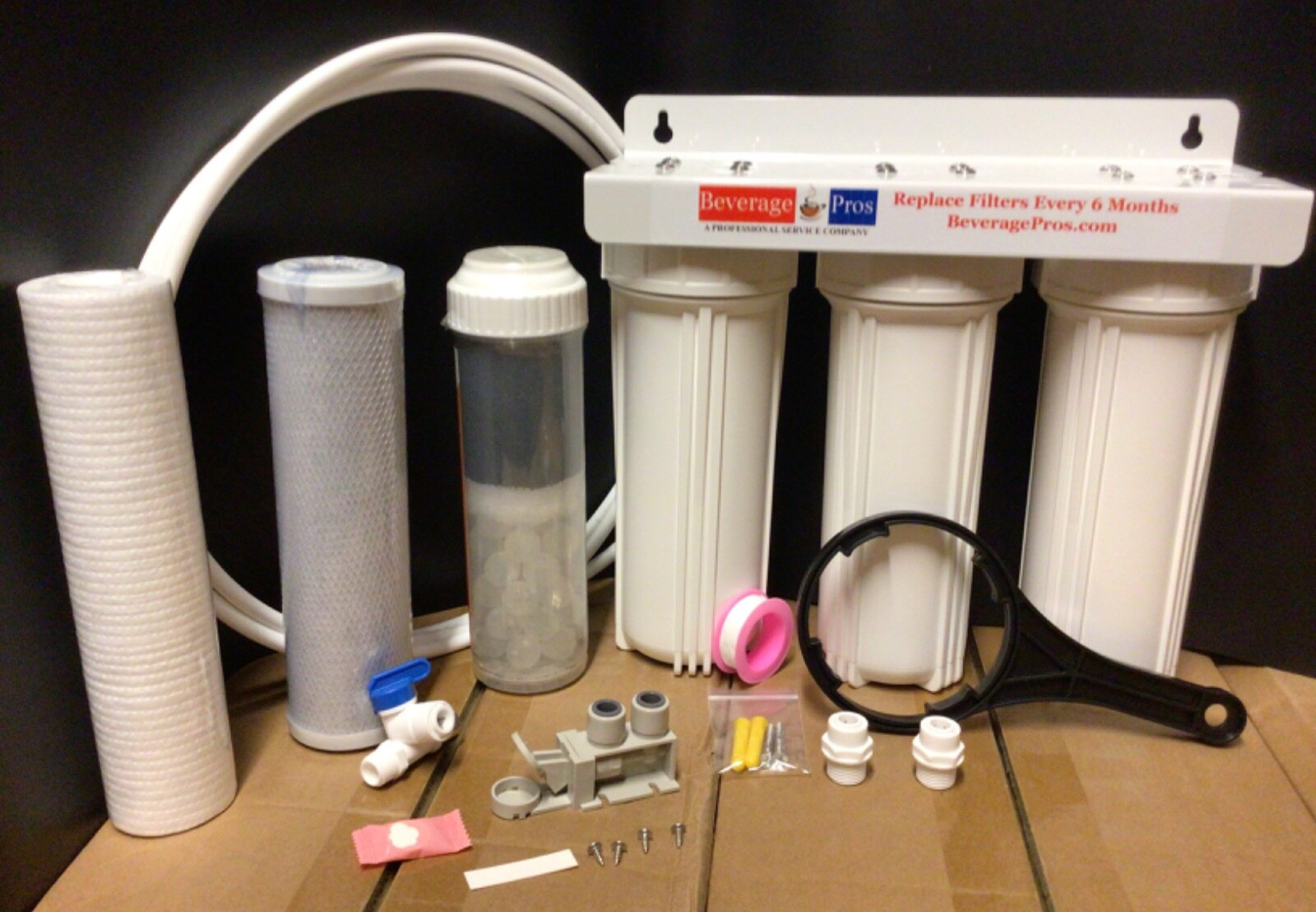 Commercial Coffee Tea Water Filter Kit PP, Carbon/Polyphosphate Scale Removal.
