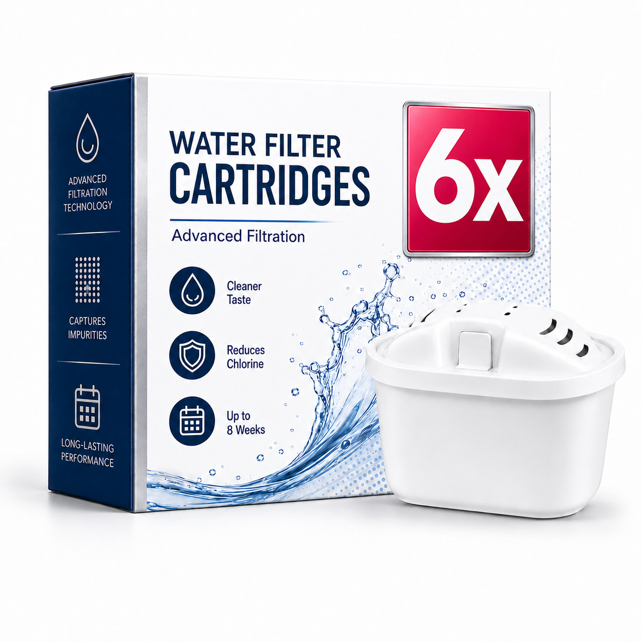 6x Water Filter Replacement Cartridges to fit Brita Maxtra+ Plus Pitchers & Jugs