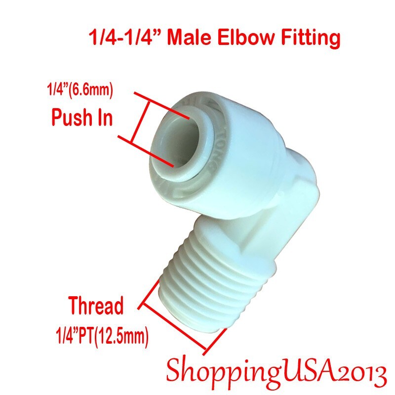 10 Pcs 1/4″-1/4″ Male Elbow Fitting Connector Connection Water Filters/RO system