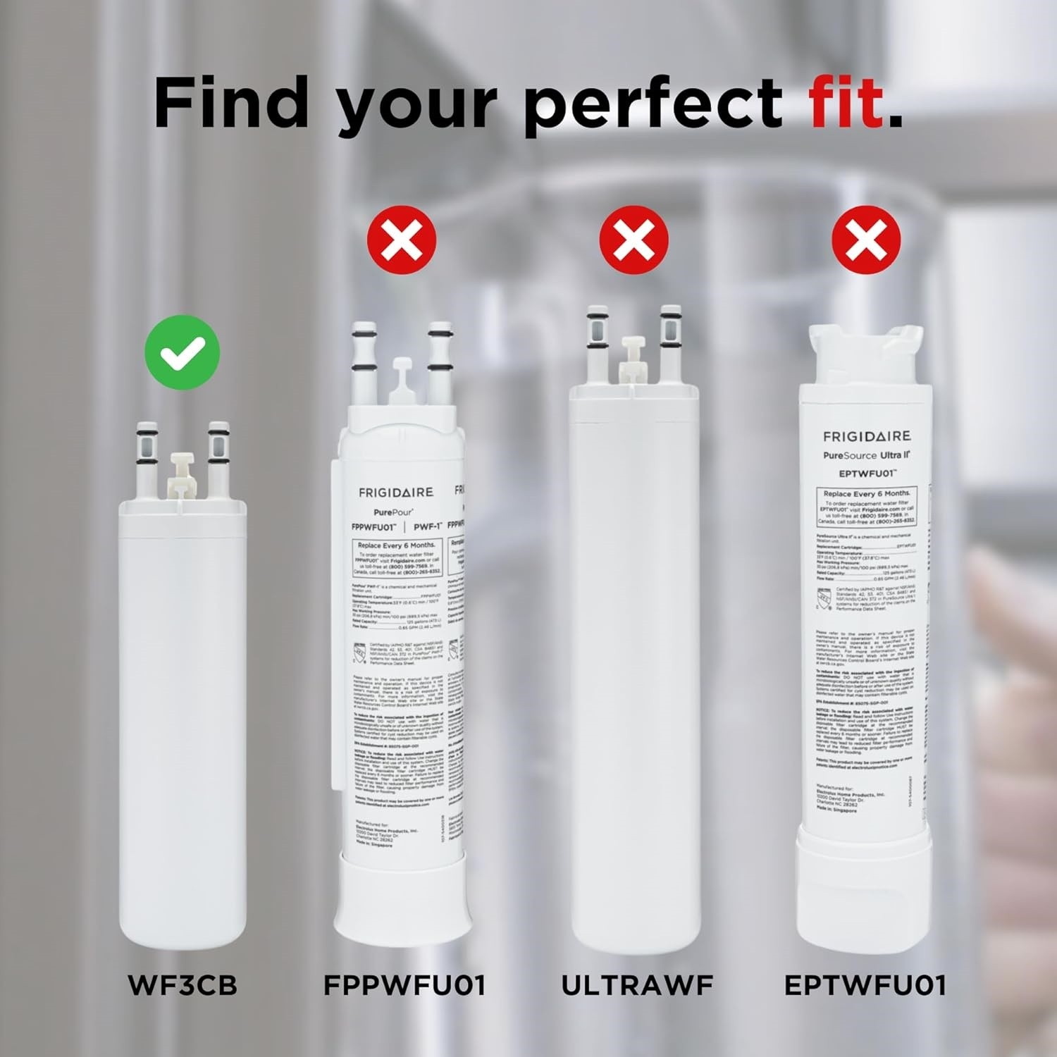 New 4 PACK Frigdaire WF3CB PureSource 3 Refrigerator Water Filter New Sealed