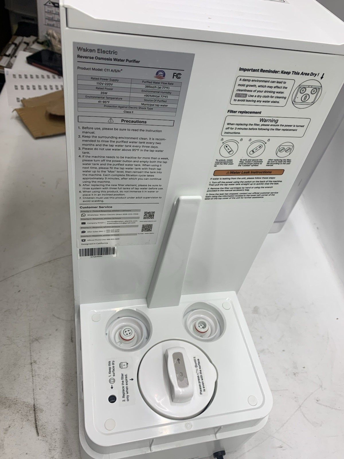 Waken Electric C11S Reverse Osmosis Water Filtration System Countertop – USED