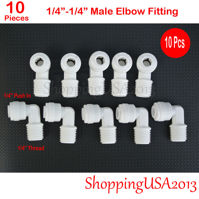 10 Pcs 1/4″-1/4″ Male Elbow Fitting Connector Connection Water Filters/RO system