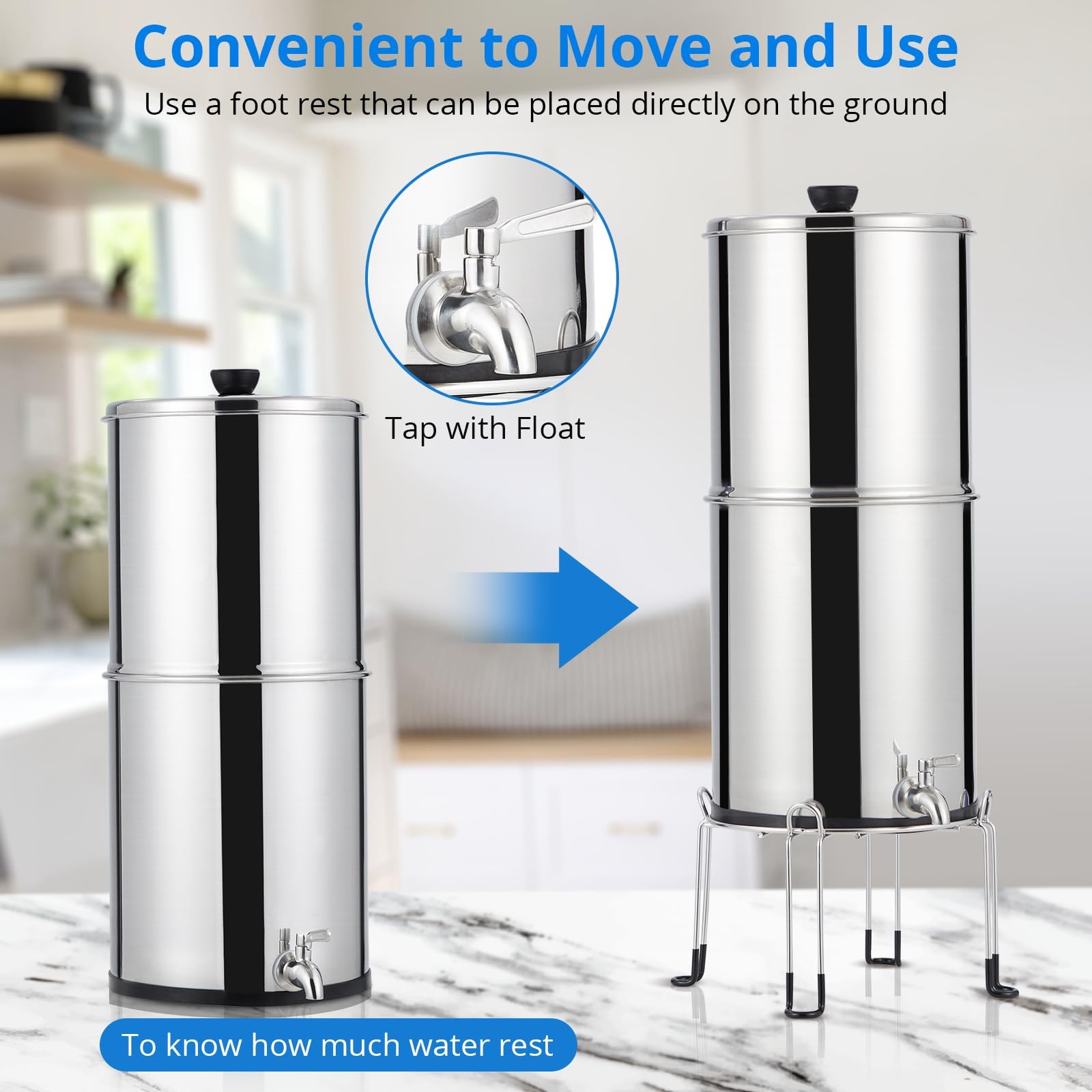 Gravity Water Filter System 2.25 Gallon Countertop Water Filter 2 Carbon Filters